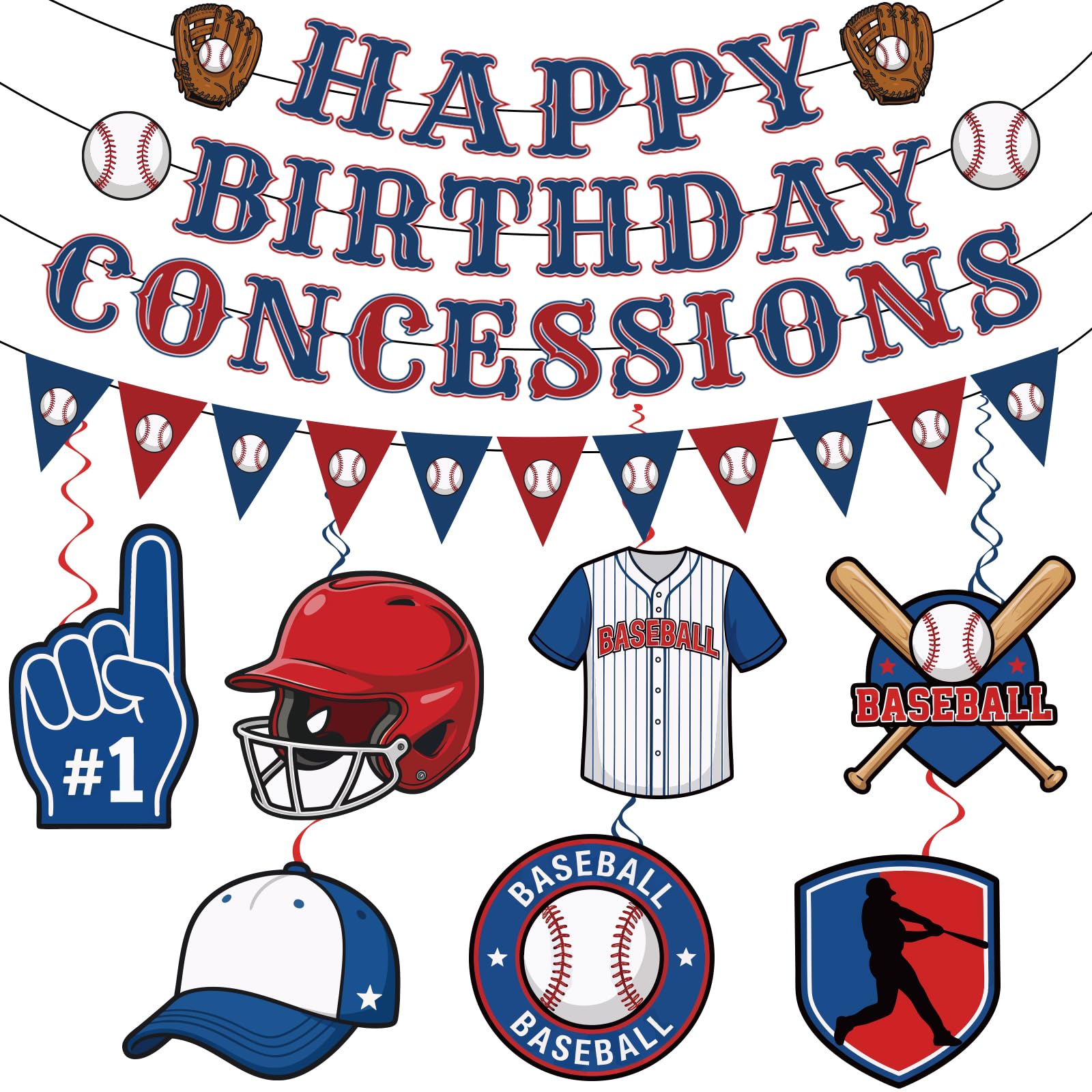 Baseball Happy Birthday Banner Decoration - Sports Birthday Party Supplies