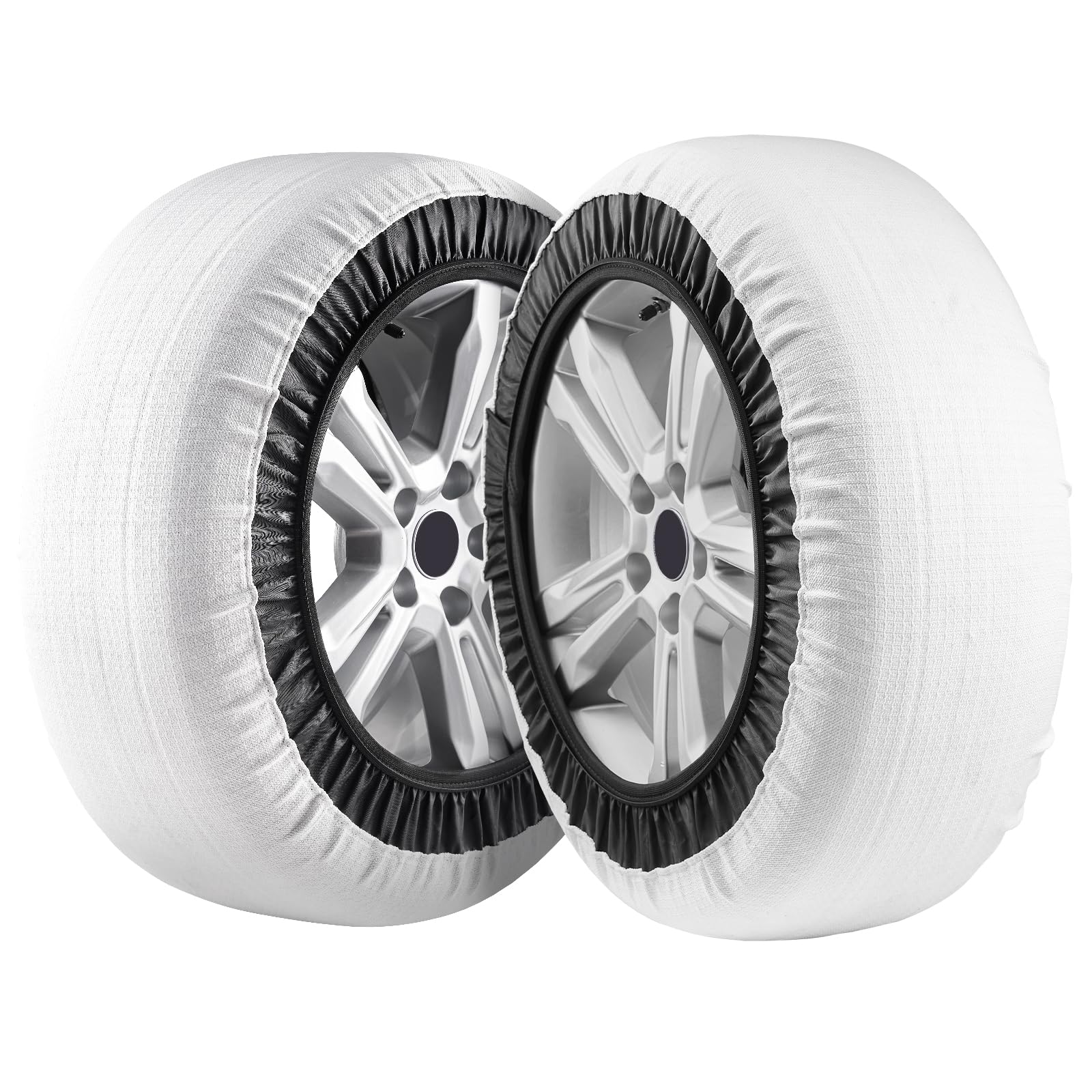 VEVOR Chaussettes à Neige pour Pneus Épaisses 2PCs Taille L, Chaînes à Neige Textiles en Fibre de Polyester avec Sangles Élastiques, Dispositifs Textiles de Traction pour Voiture, SUV, Pick-up