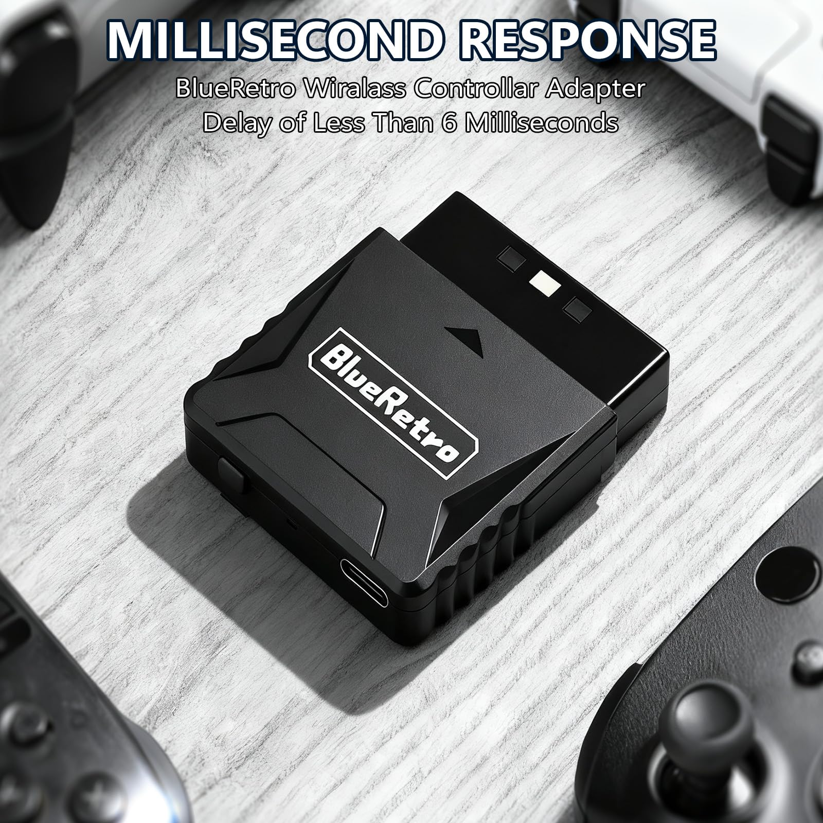 Adaptador retro para PS1, PS2 y Windows, receptor compatible con mandos PS5, PS4, PS3, Xone, Switch Pro y Mando Series X/S, Firmware Upgrade, Dual-Mode BT, Keymap Configuration Supported