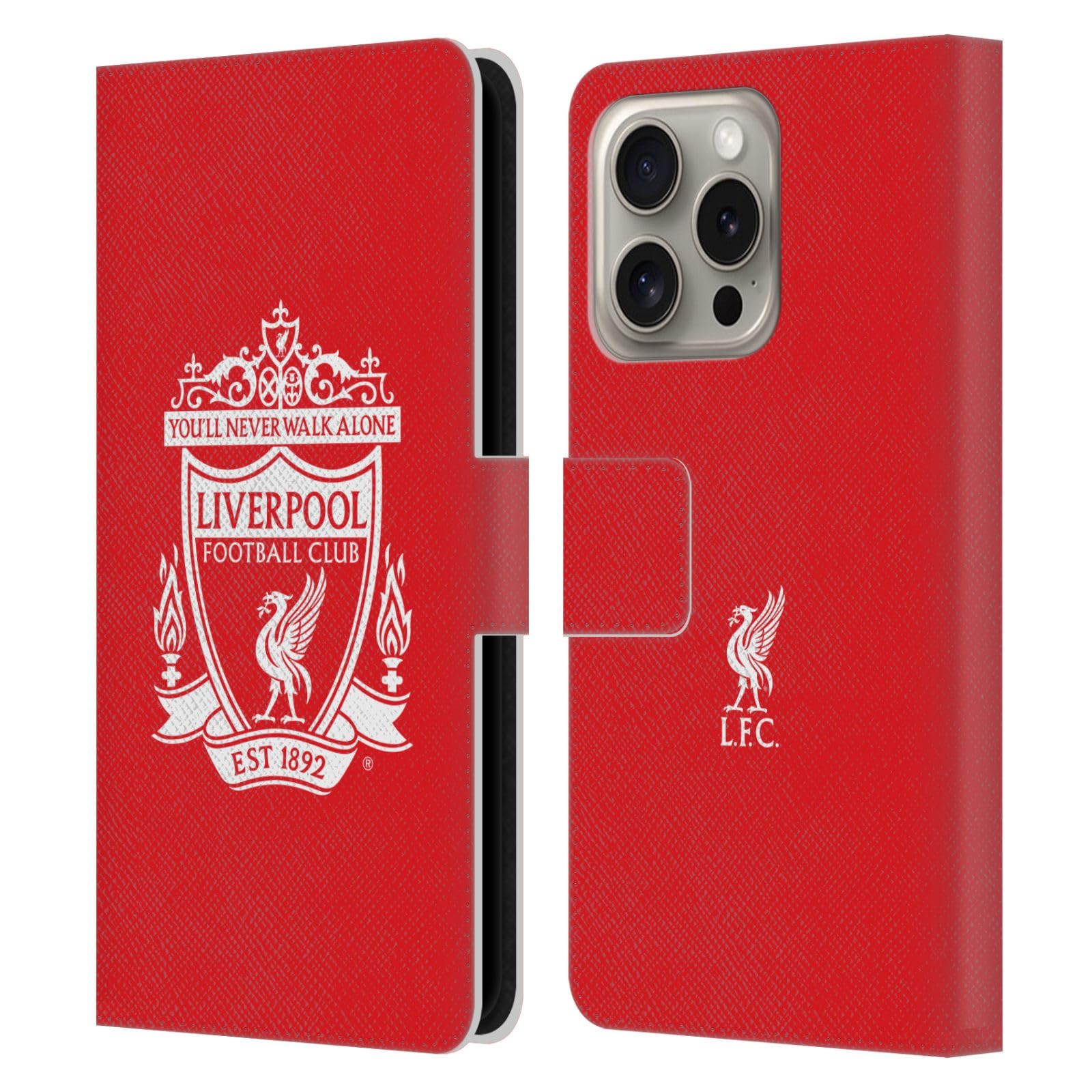 Head Case Designs Officially Licensed Liverpool Football Club Red 2 Crest 1 Leather Wallet Case Compatible With Apple iPhone 16 Pro
