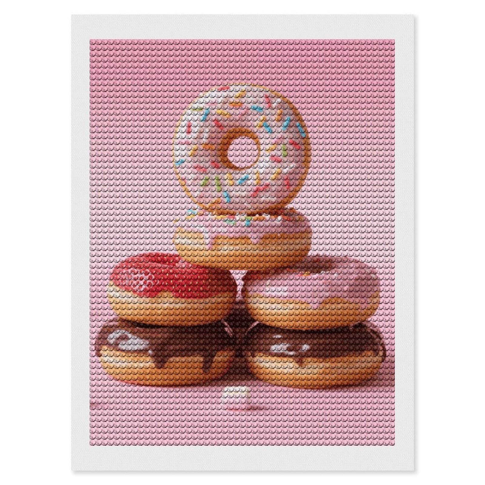 FodPand Donuts 5D Diamond Painting Kits for Adults Beginners Full Drill Round Diamond Dots Pictures Gem Art Supplies for Home Wall Room Decoration DIY Craft Set Gift 12x16