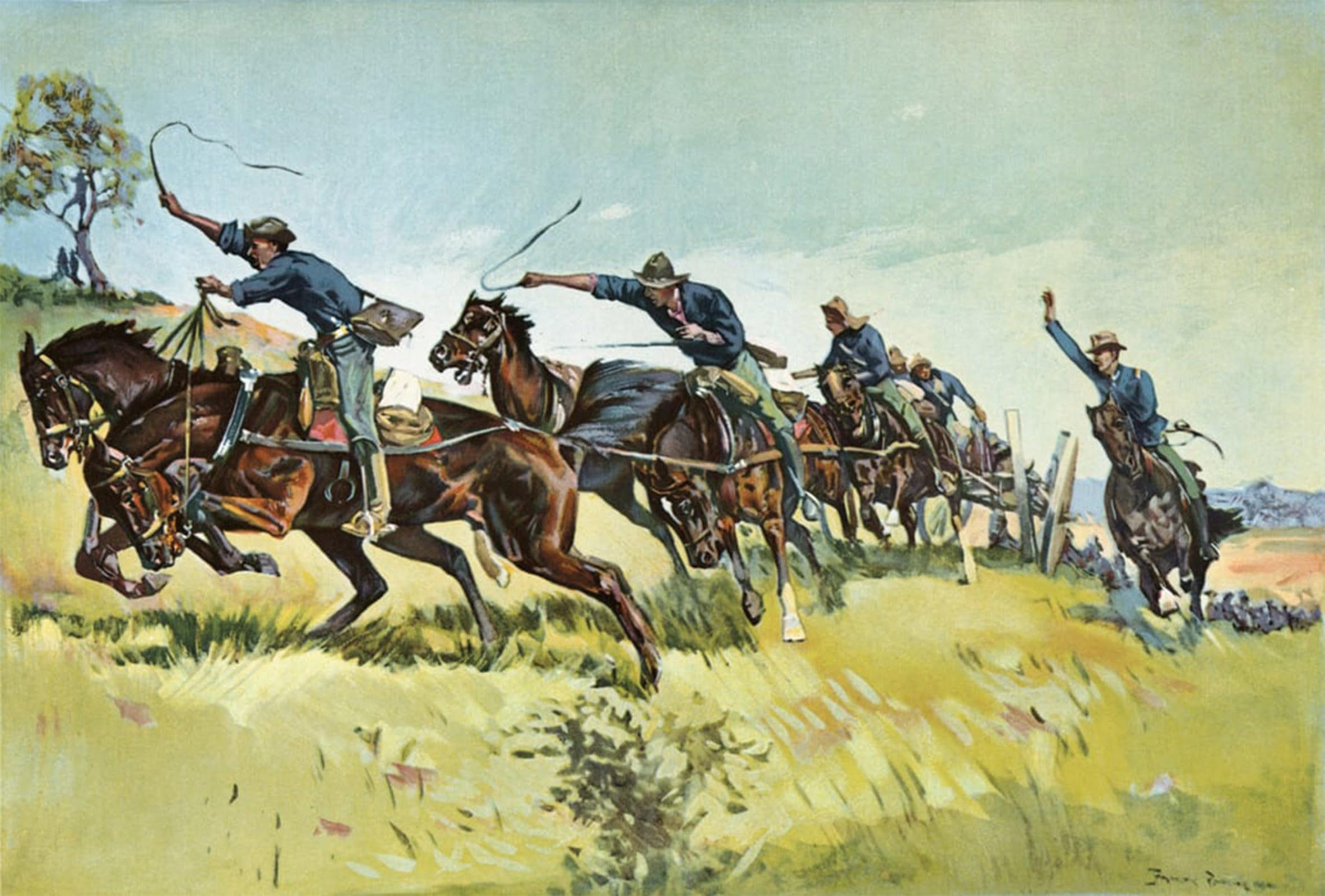 SERENDIPITP Vintage Wall Art Canvas Nordic Poster Canvas Print Picture Grimes's Battery Going Up El Pozo Hill by Frederic Remington Wall Art Poster for Home Decor 60x90cm