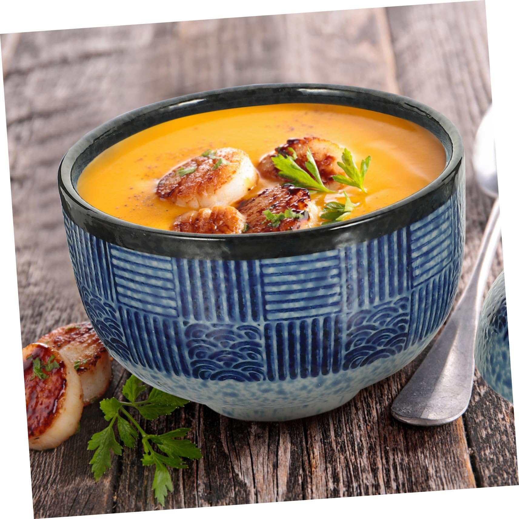 Homoyoyo Bol Cubique Japonerie en Céramique avec Couvercle, Bol à Soupe Pratique pour Garder la Nourriture Chaude, Surface Lisse, pour Soupe et Apéritifs, Set de 2 Pièces