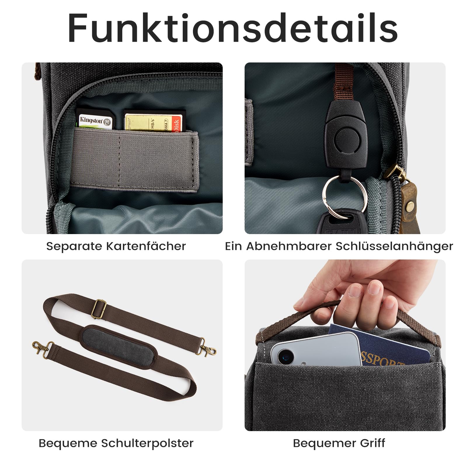 S-ZONE Kameratasche Kleine DSLR SLR Wasserabweisende Canvas Fototasche Schultertasche Kameratasche zum Umhängen für Fotografen