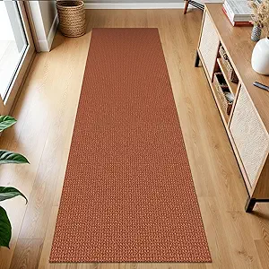 KOZYFLY Runners for Hallways 2x7 ft Washable Kitchen Runner Non Slip Rubber Backed Hall Runners Cotton Entryway Runner Rugs Floor Carpet for Indoor Backdoor Bedroom Kitchen, Orange/Tan