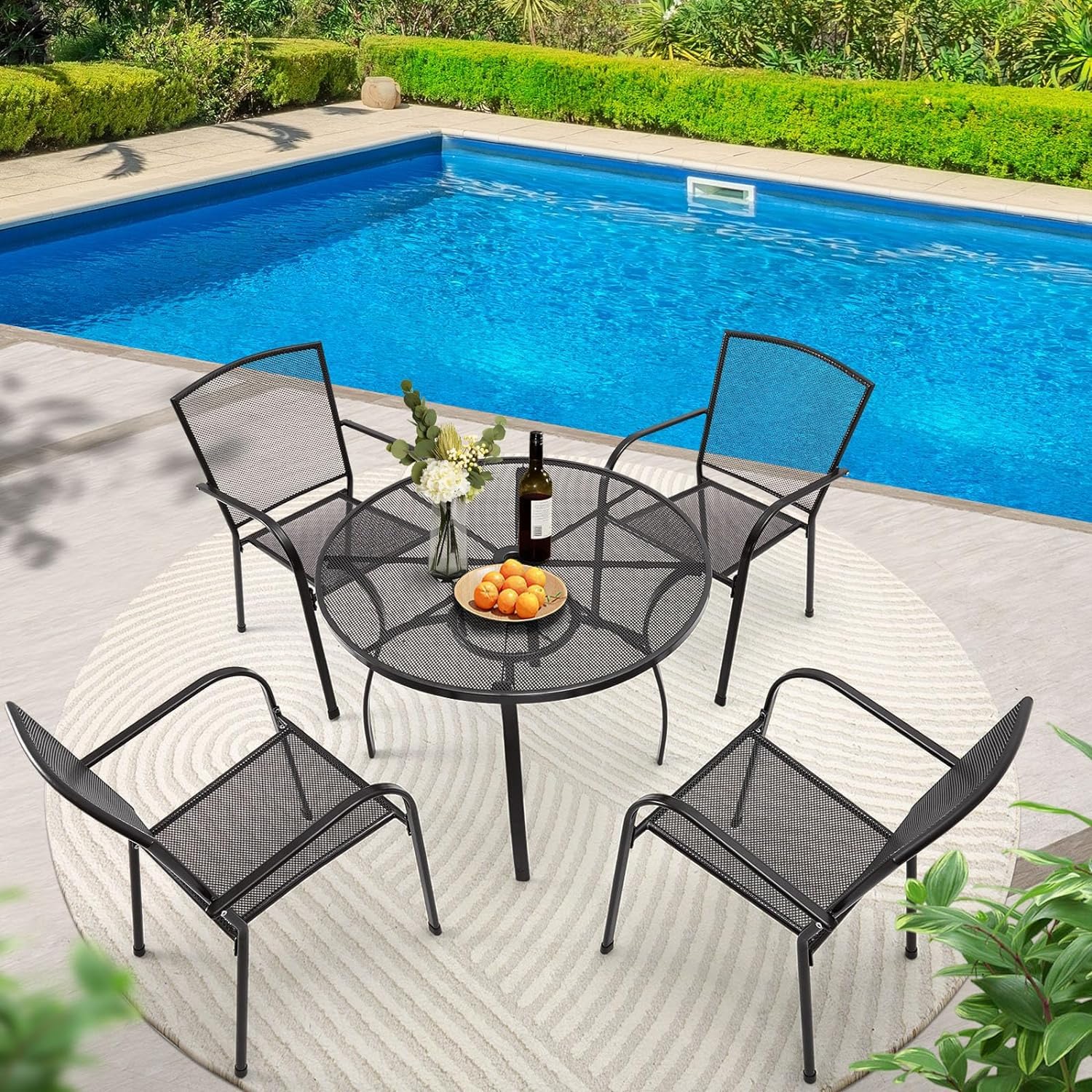 round garden table and chairs metal