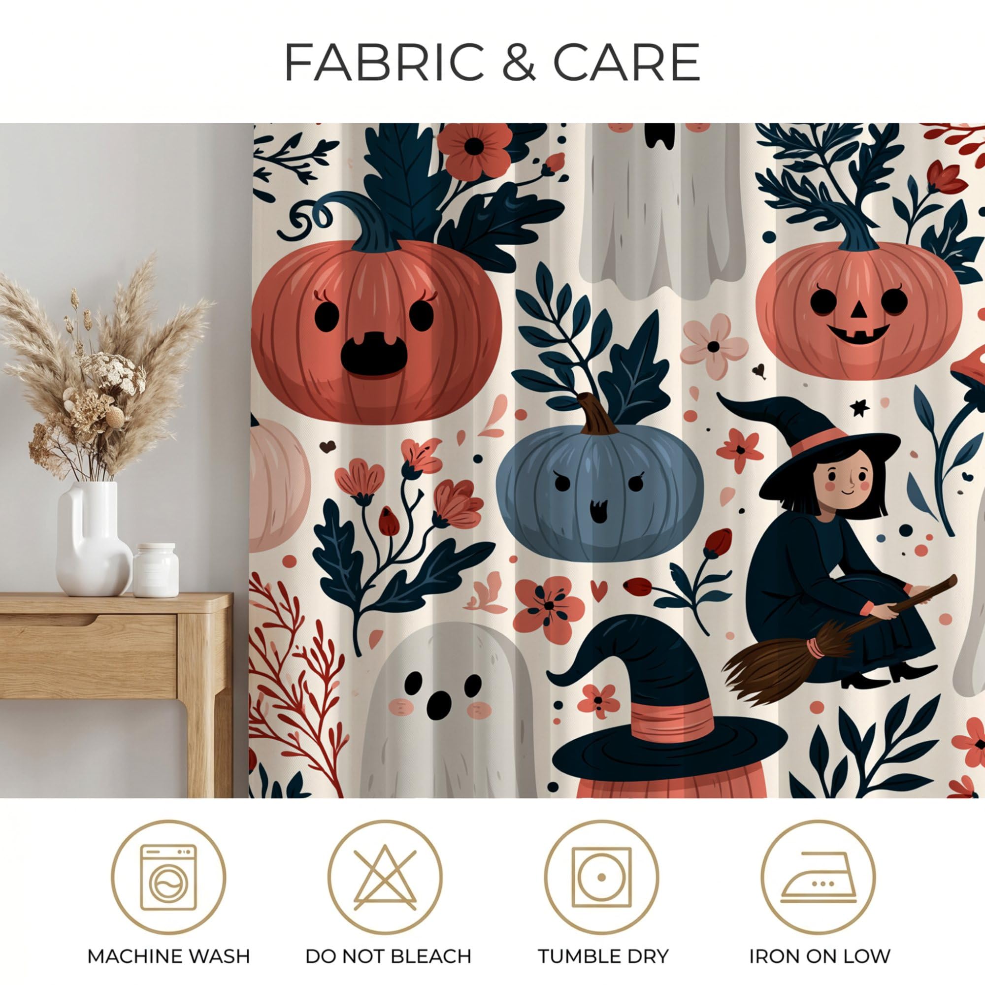 Zasłony zaciemniające z nadrukiem na Halloween, 140 L X 245H cm (2 panele)
