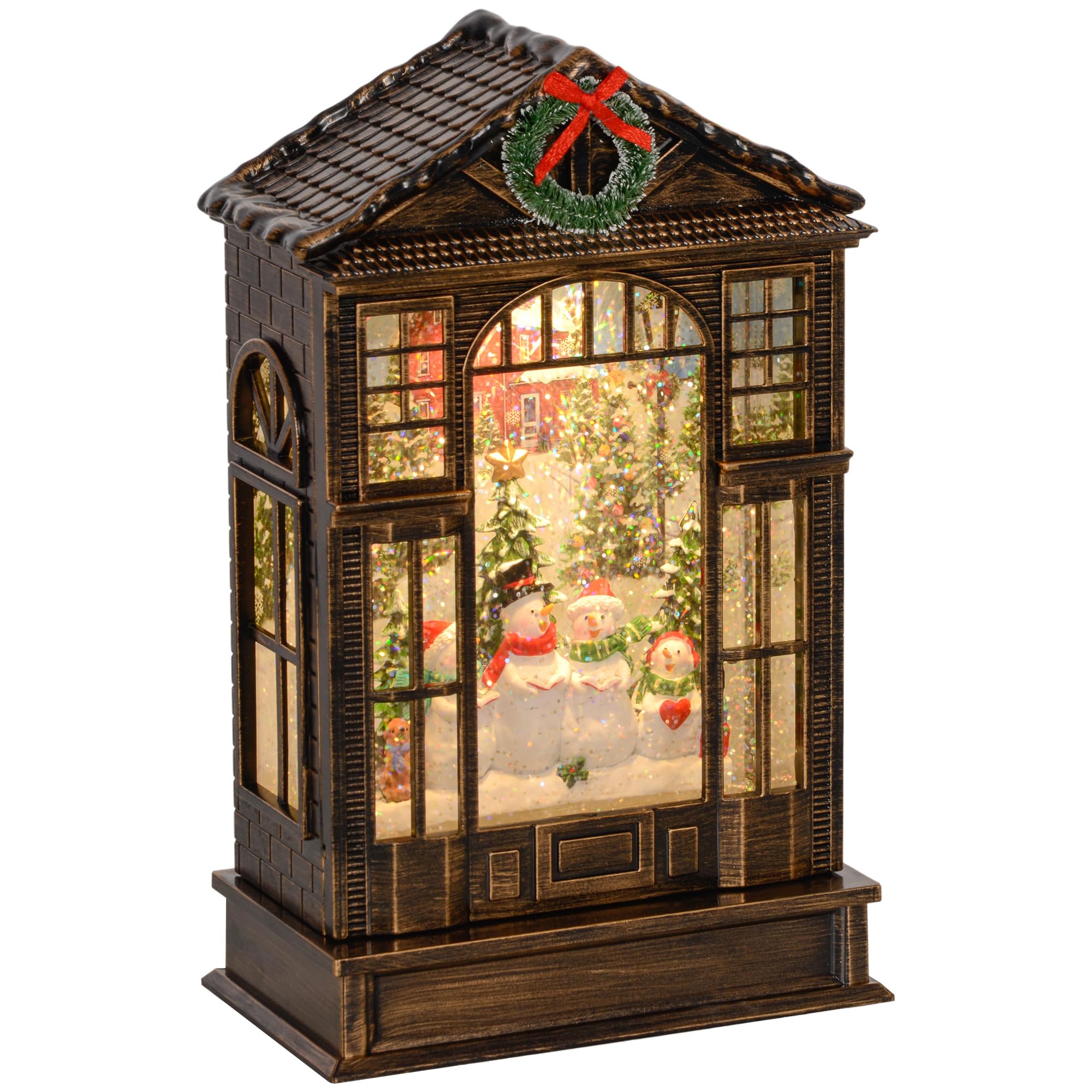 Everglow Christmas Snow Globe Lantern - Bronze Tone with Light