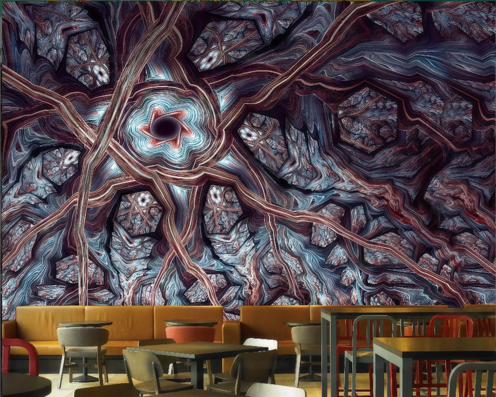 rskjdghshd Wallpaper Three-Dimensional Cool Embossed Pattern Nightclub Hotel Bar Club Western Restaurant Background Wall Mural Afternoon Tea Coffee Shop Wallpaper,3D,250x175cm