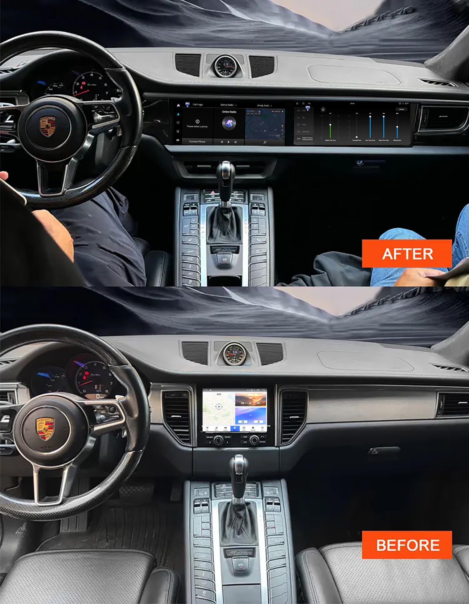 3K Dual Screen CarPlay Radio for Porsche Macan 2014-2016 Android Auto Intelligent System Wireless GPS Navigation Touchscreen ?6+128?