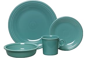 Fiesta 4-Piece Dinnerware Place Setting, Turquoise Fiesta Style Dinnerware For a Vibrant and Jovial Table
