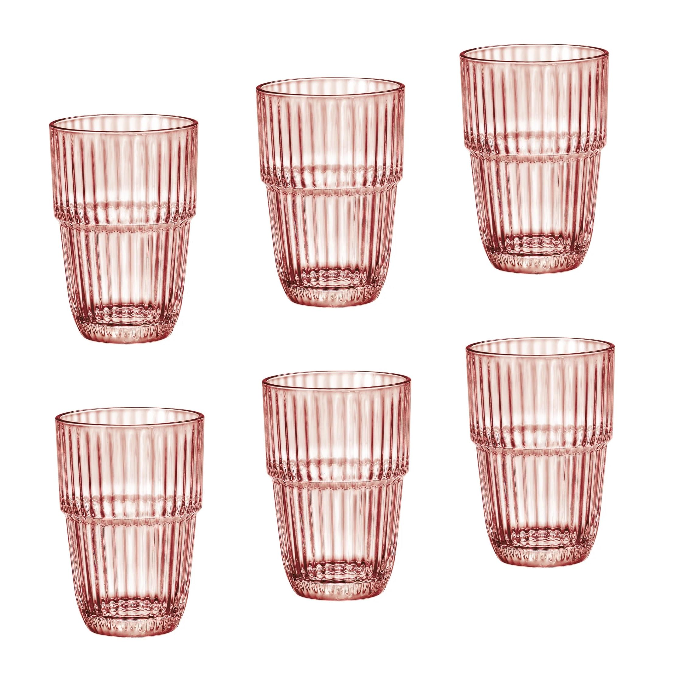 Bormioli Rocco Set of 6 Barshine Longdrink Glasses, Peach, 38 cl
