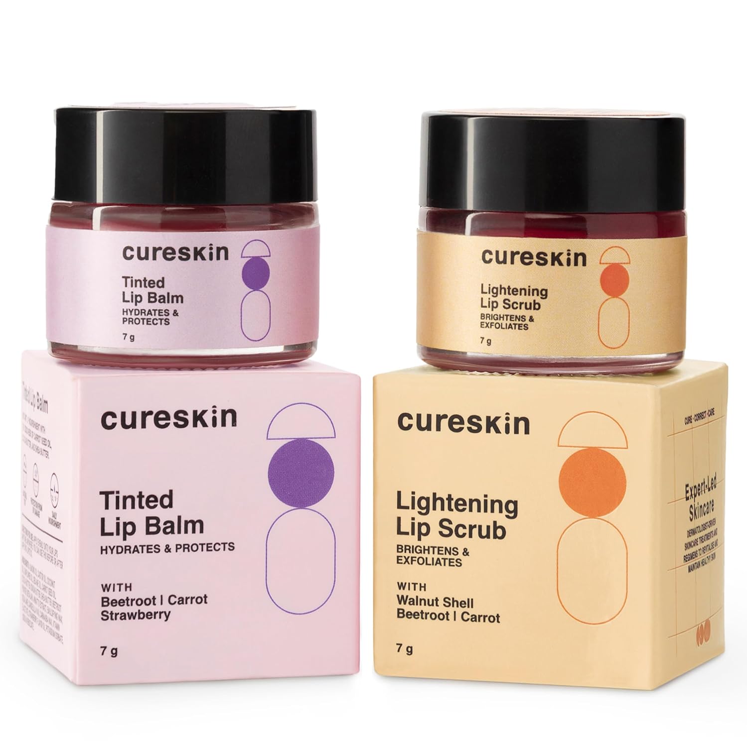 Cureskin Lip Scrub Combo | Lightening Lip Scrub for Men and Women + Tinted Lip Balm for Women and Men Combo | Tinted Lip Balm for Dark Lips to Lighten | Lip Scrub for Dark Lips to Lighten Pink | Lip Balm Combo Cureskin Lip Scrub Combo | Lightening Lip Scrub for Men and Women + Tinted Lip Balm for Women and Men Combo | Tinted Lip Balm for Dark Lips to Lighten | Lip Scrub for Dark Lips to Lighten Pink | Lip Balm Combo