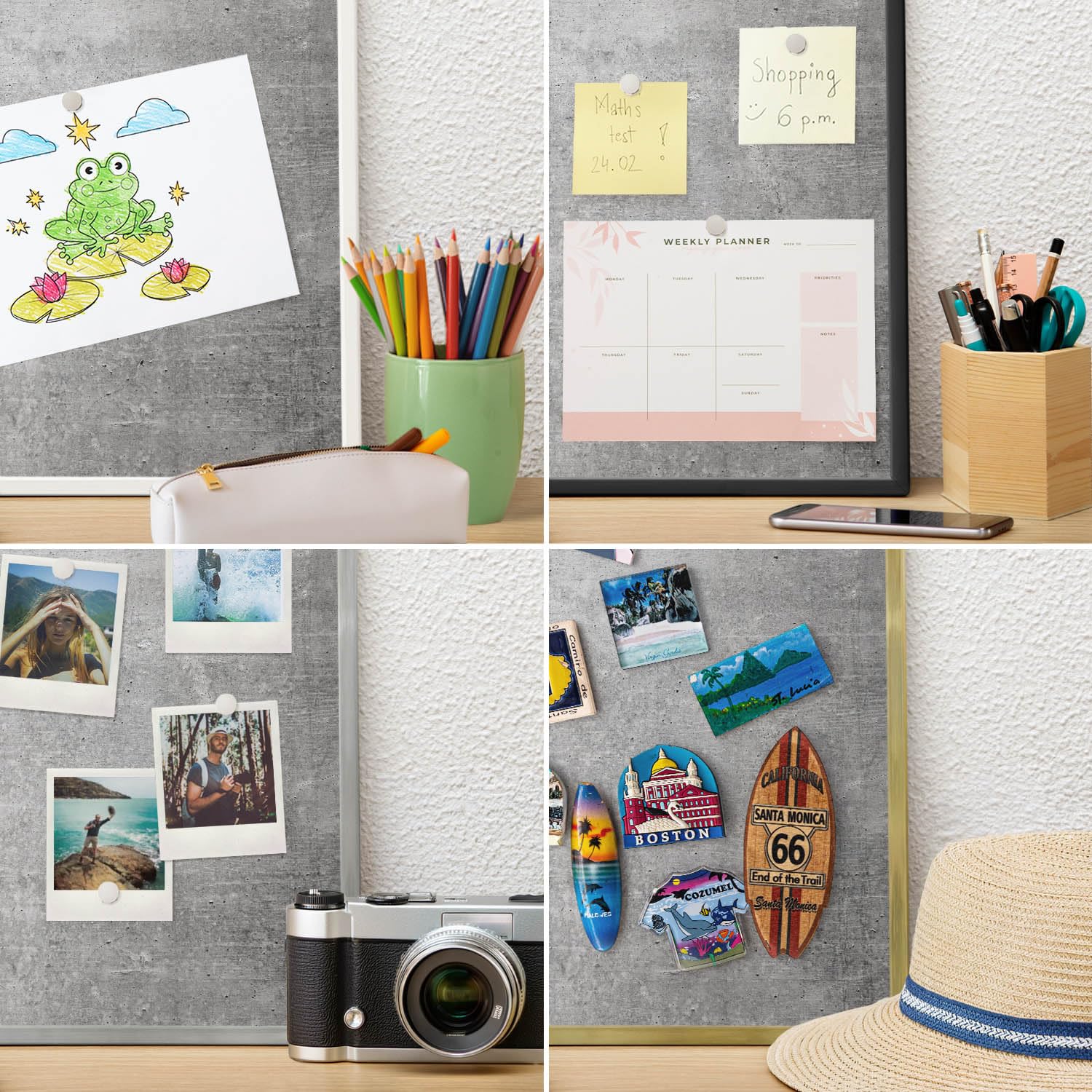 Wochenplaner fürs Home Office 100x70 Konkreter Minimalismus Silberner Rahmen