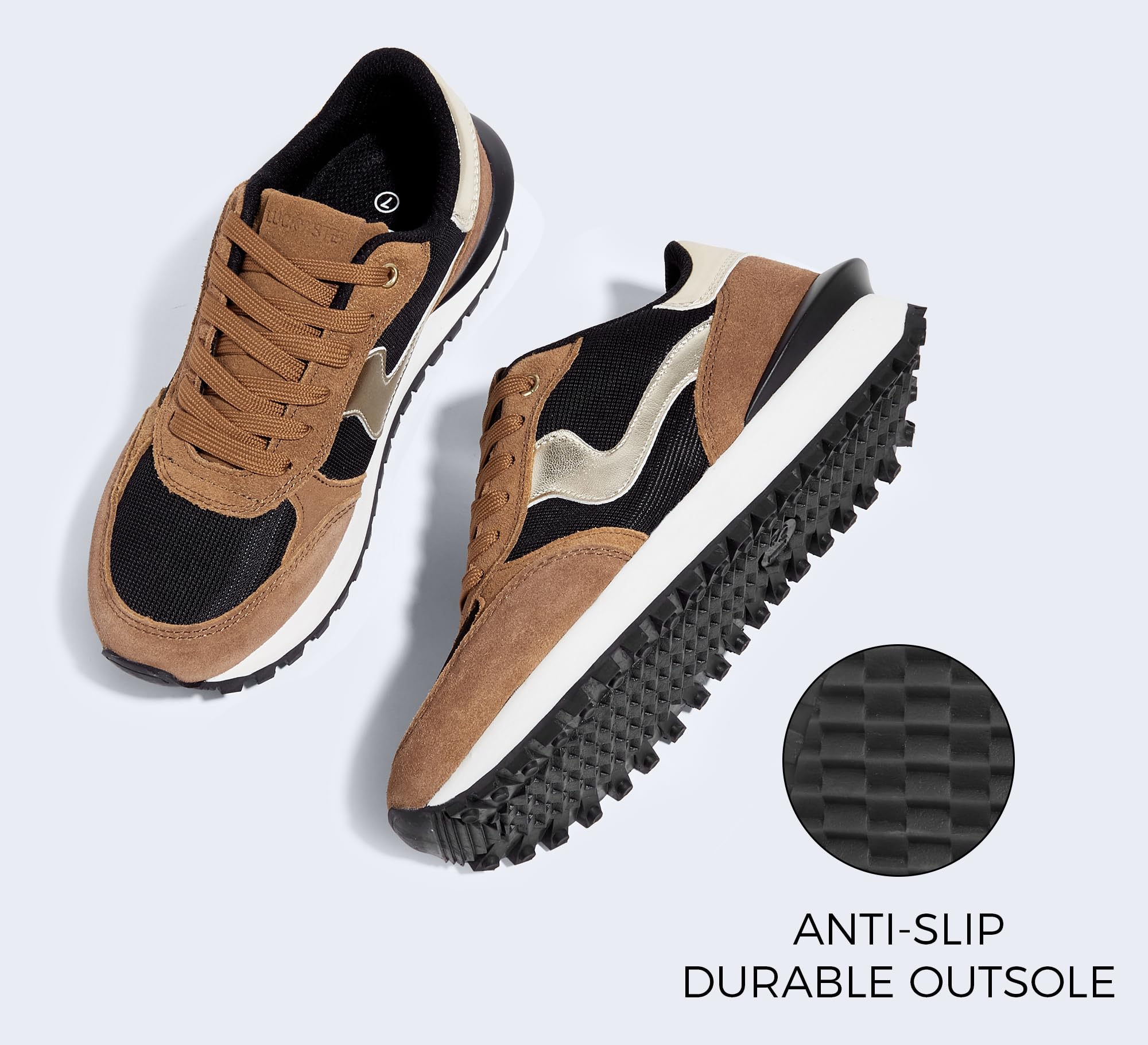 LUCKY STEP Tenis de moda con plataforma para mujer, estilo retro, para caminar, informales, elegantes, duraderos, de lujo, para correr