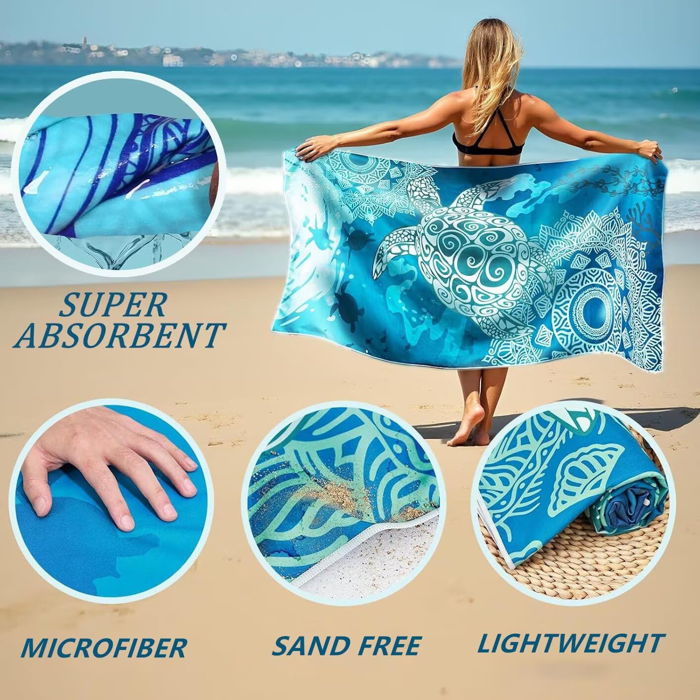 Kombinowany ręcznik plażowy, 90 x 180 cm, zestaw 2 szt., z mikrofibry, ręcznik plażowy, kieliszek do wina, ręcznik plażowy, duży, chłonny, szybkoschnący, lekki, bez piasku, do sauny, do pływania, na