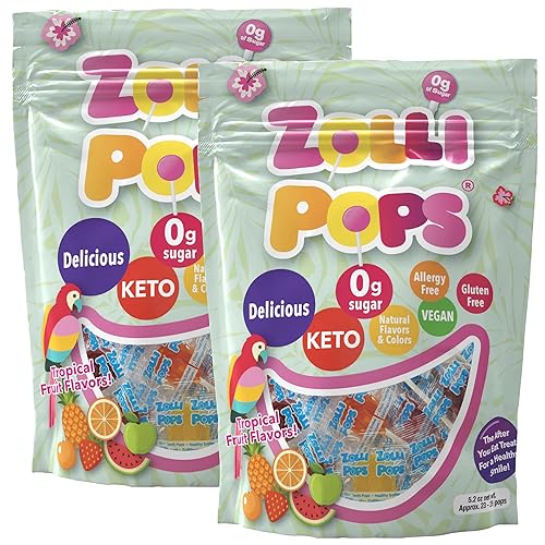 Miniatura 1 de Zollipops Paletas dientes limpios, sabores tropicales, 10,4 onzas
