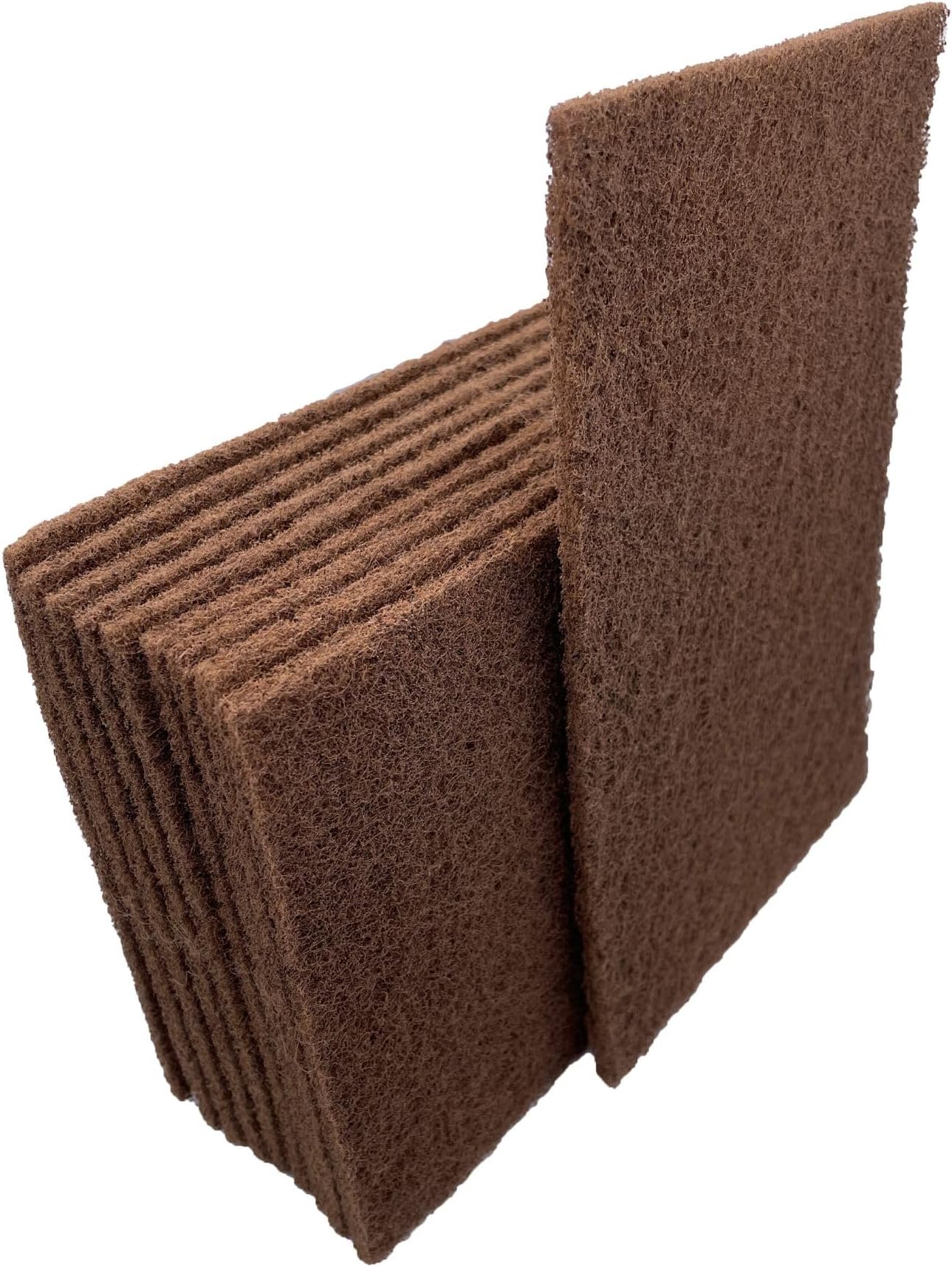 10-Pack: 6" x 9", Tan - Coarse, Non-Woven Hand Pad, Aluminum Oxide Grains, Rust and Oxidation Resistant, Multipurpose Abrasive Scrub Pad for Finishing and Cleaning