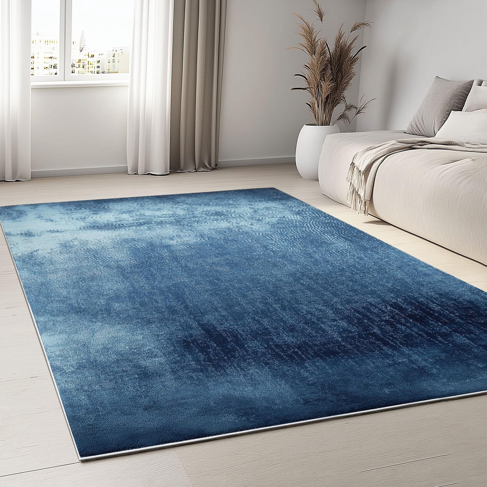 Generico Tappeto Salotto Trama Blu Astratta 120x180cm Tappeto Soggiorno Pelo Corto Lavabile, Tappeti Camera da Letto, Tappeti Antiscivolo per Interni e Esterni