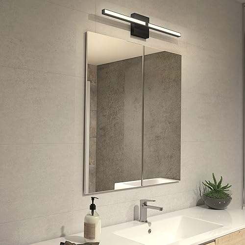 Miniatura 2 de ARTIKA Lámpara LED convertible Pro de 15 W, moderna lámpara de tocador de baño, color negro mate, ideal para iluminación de baño, 600 lúmenes, 3000