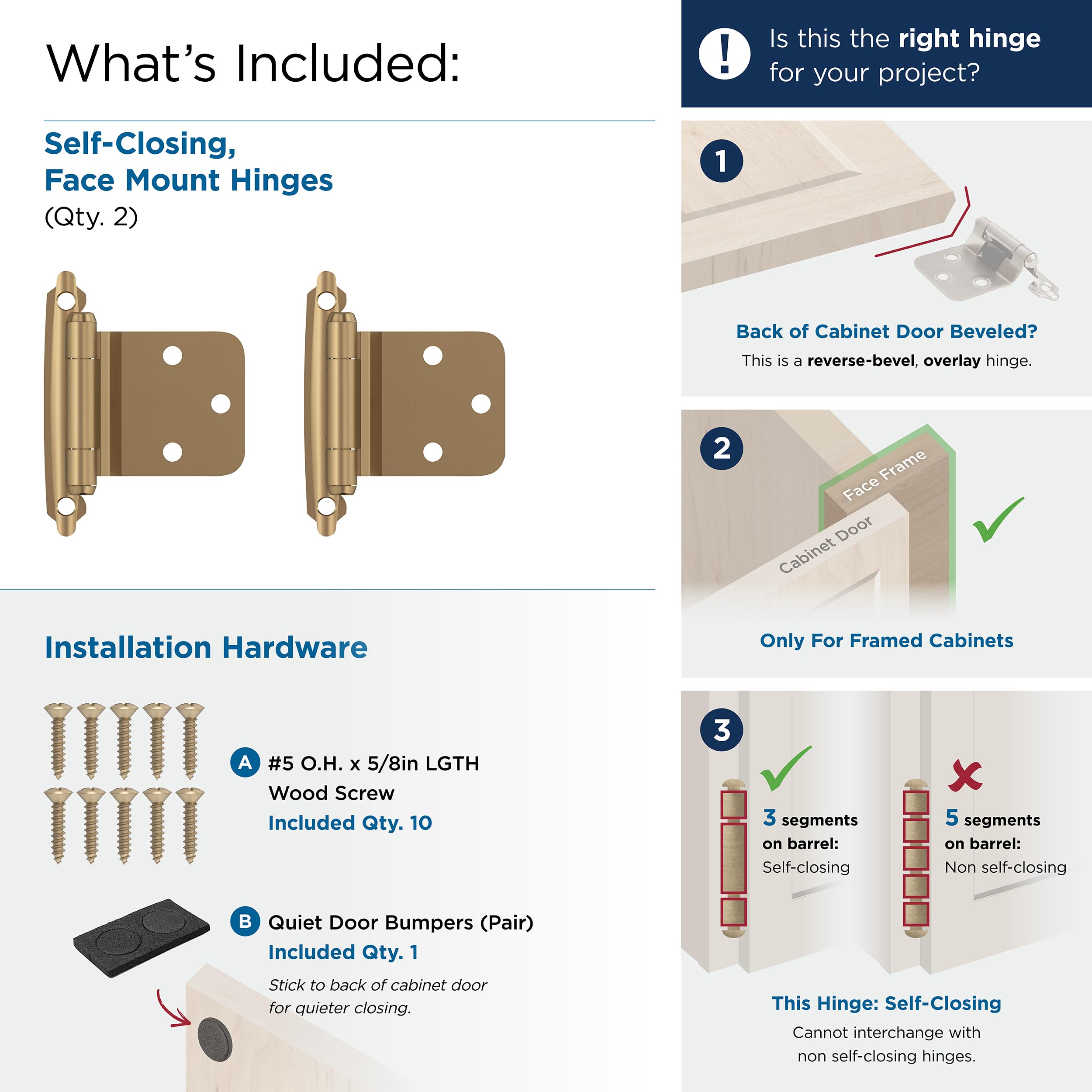 Amerock BPR7630CZ Hinge, Champagne Bronze, Reverse Bevel - Image 3