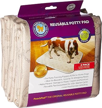 PoochPad Original Washable, Reusable Potty Pad (Medium, Pack of 3) - Unmatched Odor Control, Leakproof Puppy Training Pee Pad in Beige