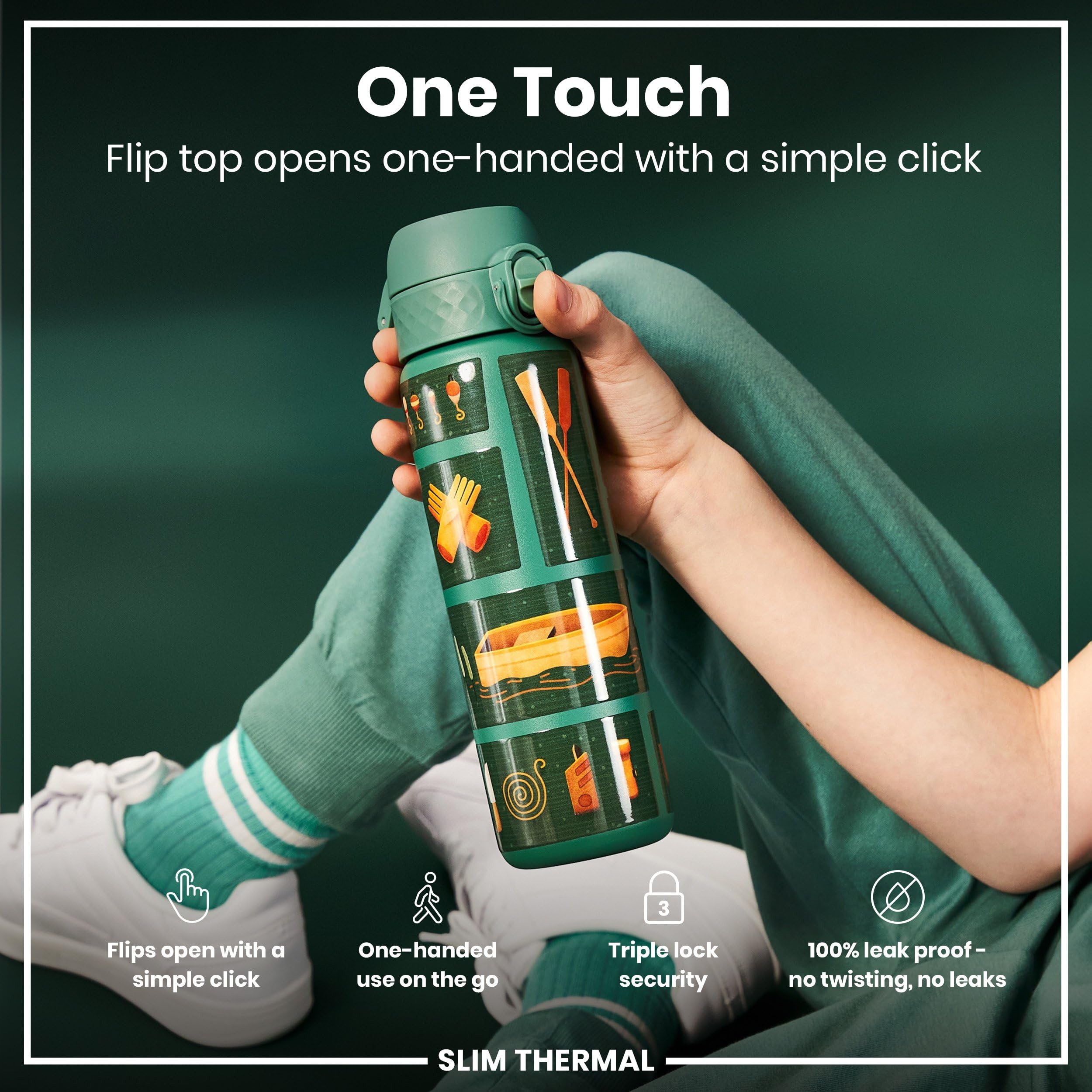 ION8 Water Bottle (500ml) Slim Leak Proof & BPA Free Thermal Drinking Bottle - Image 3