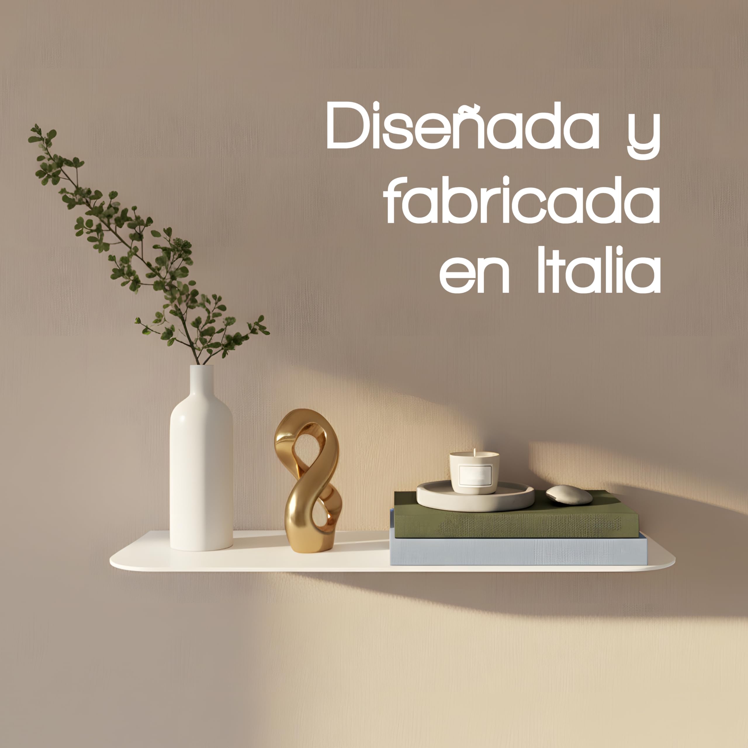 Audace Orizzonte – Estantería de Pared en Acero, Blanco Mate, 45 | Estante Flotante Diseño para Baño, Salón, Dormitorio, Recibidor | Carga 10 kg | Made in Italy
