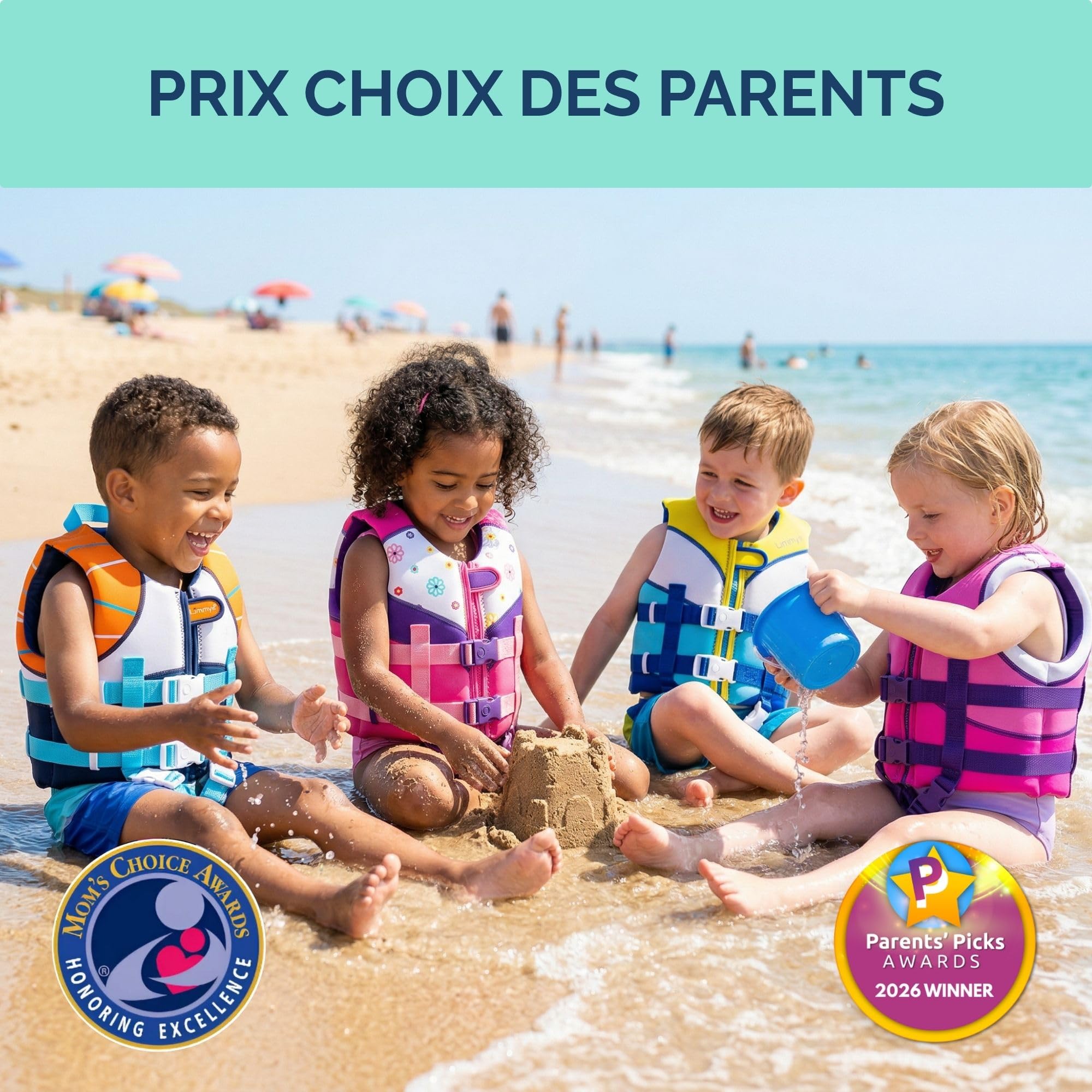 Limmys Gilet de Natation pour Enfants – Aide à la Flottaison avec Panneaux en Mousse Intégrés, Certifié CE, Design Primé et Approuvé par Les Parents, Double Fermeture avec Zip YKK, Néoprène Premium