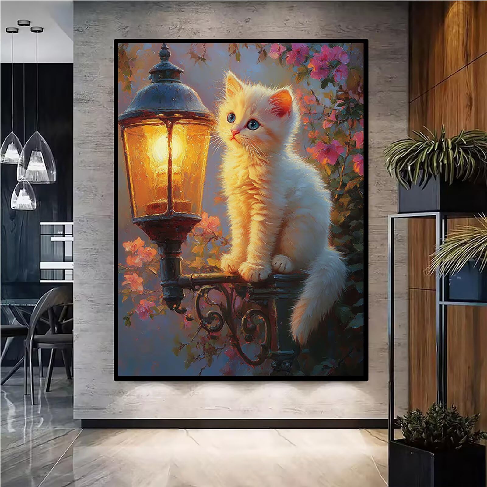 Diamond Painting Kit Completo, Diamond Painting Gatto, 5D Quadrato Pittura Diamante Kit Manualidades Adultos DIY Diamantini Crystal Art Disegni Ricamo Punto Croce Artigianale, 80x100cm Animale j0-705