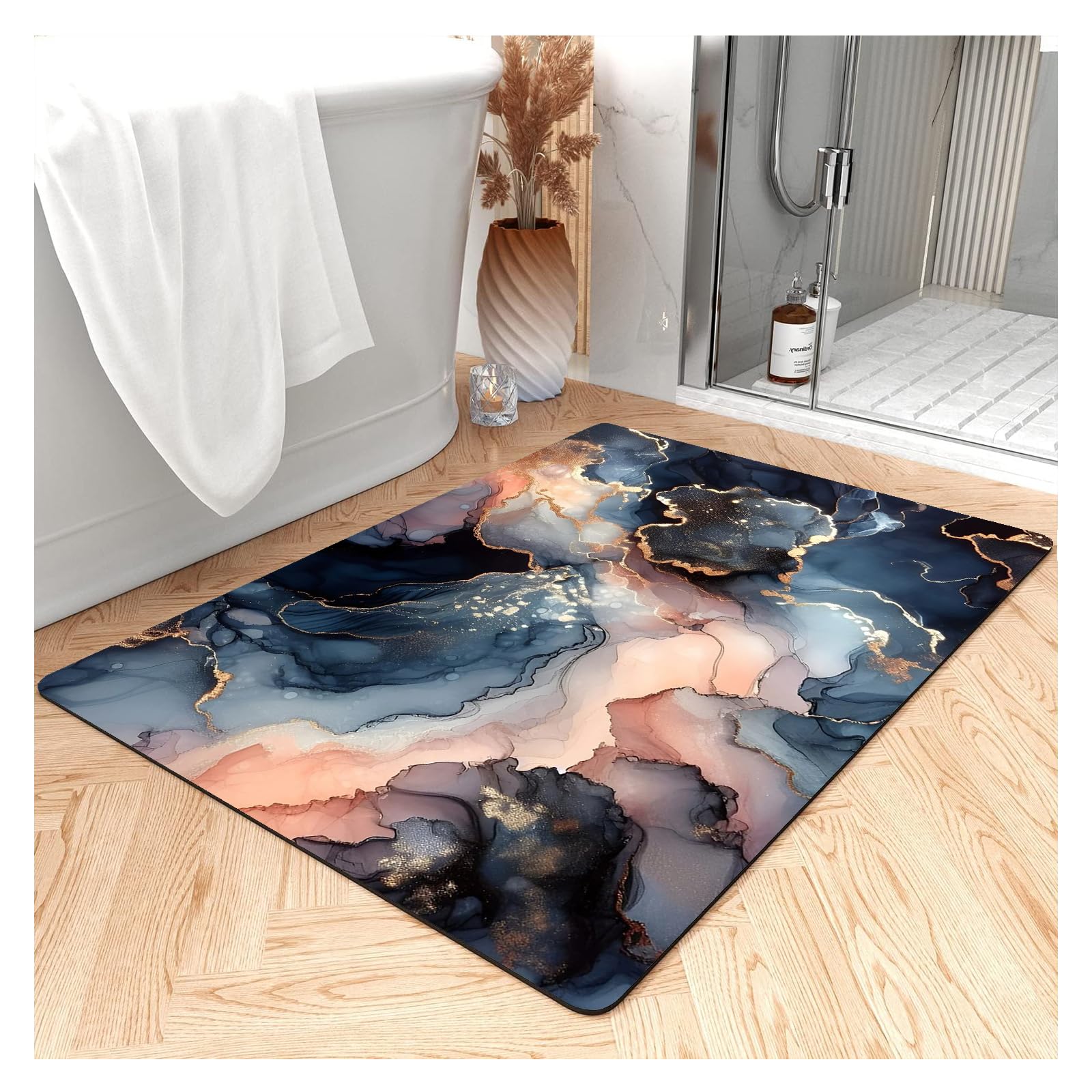 NEVKA Absorbent Bath Mat, Quick-Drying Bathroom Mats, Living Room Floor Mat, Rubber Non-Slip Bottom, Easy to Clean Bathroom Rugs, Simple Kitchen