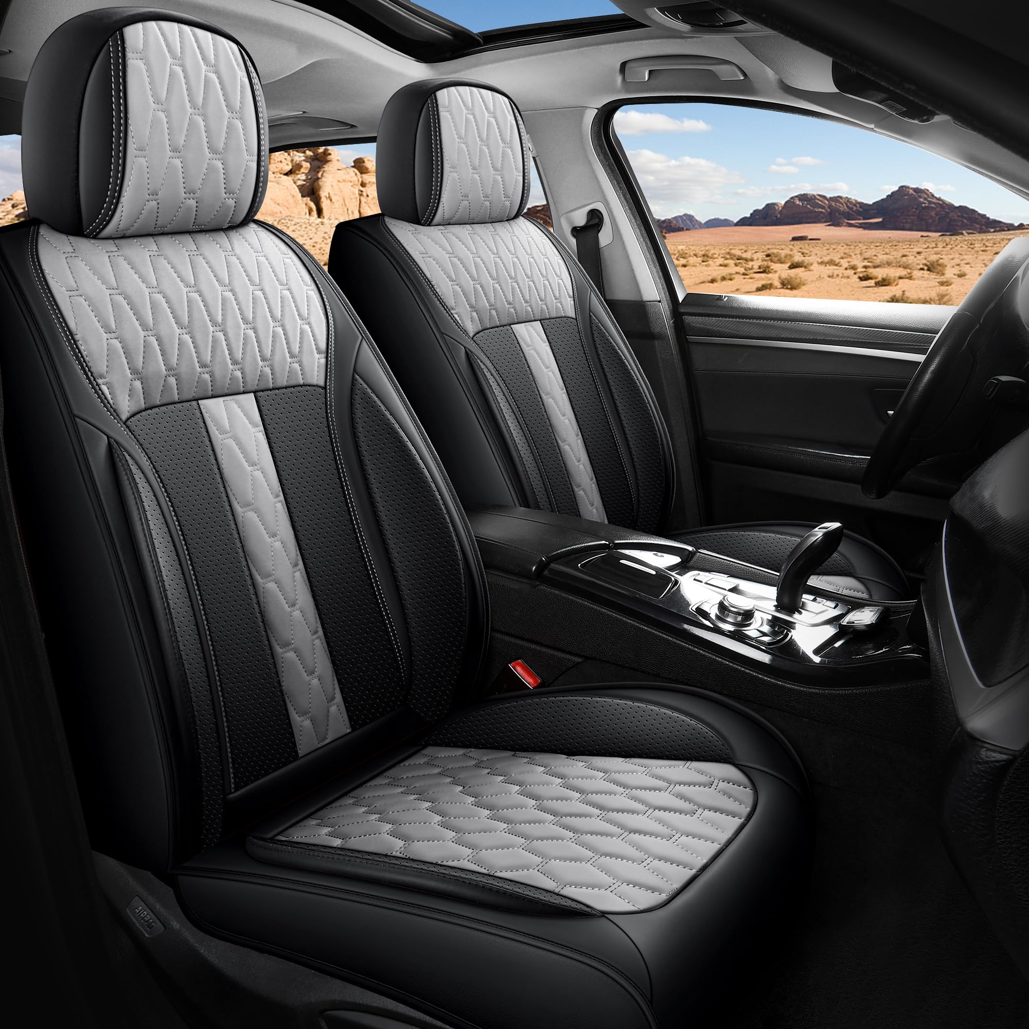 car seat covers full set, waterproof and breathable nappa leather seat covers for cars, universal car seat covers fit for most suv truck sedan