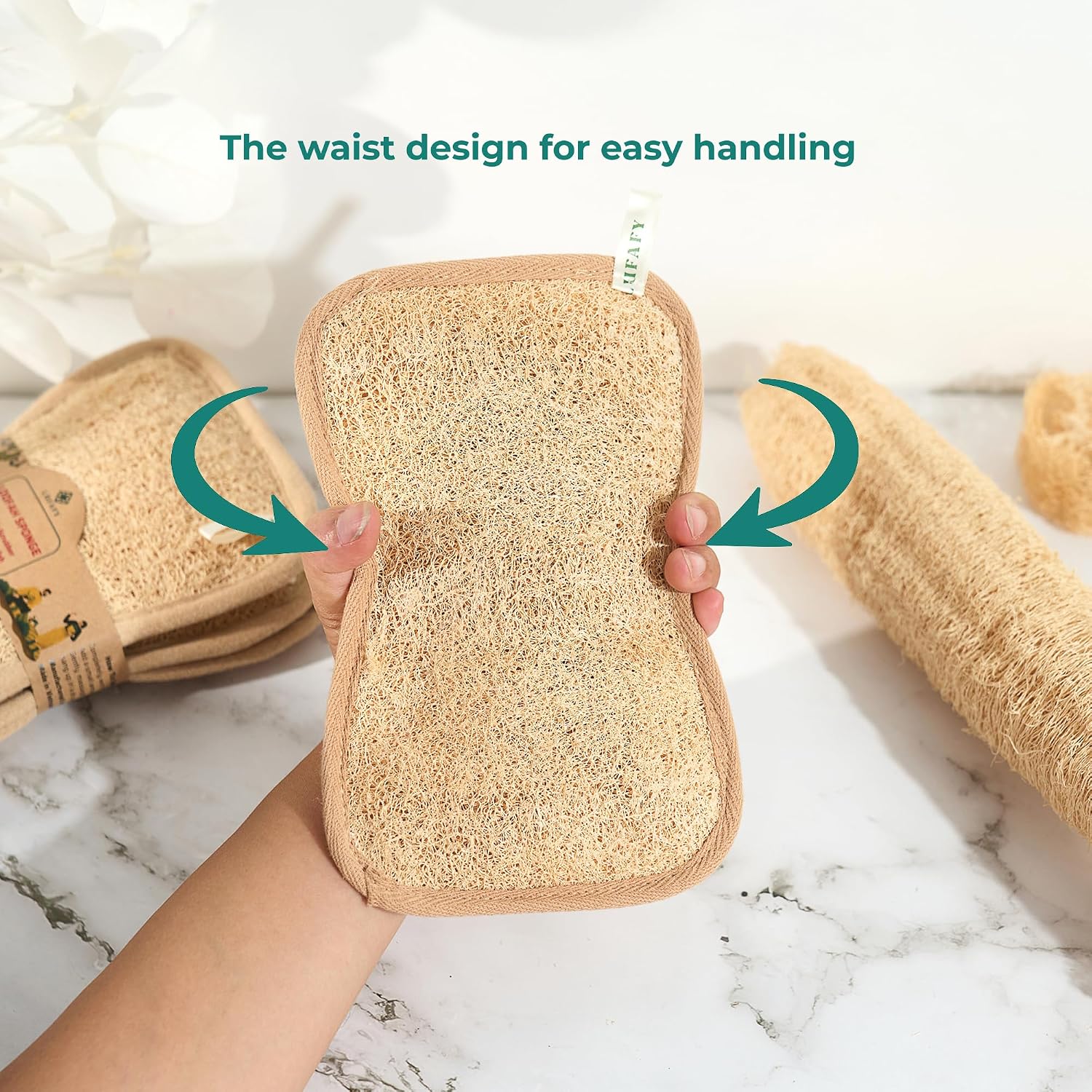 Large Premium Natural Dual Sided Loofah Sponge (3 - Pack), Exfoliating Body Scrubber, 100% Plant-Based Shower Luffa Sponge, Bath Loofah for Women and Men