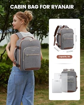 LOVEVOOK Cabin Backpack 40x30x20 for Ryanair Underseat Carry-Ons