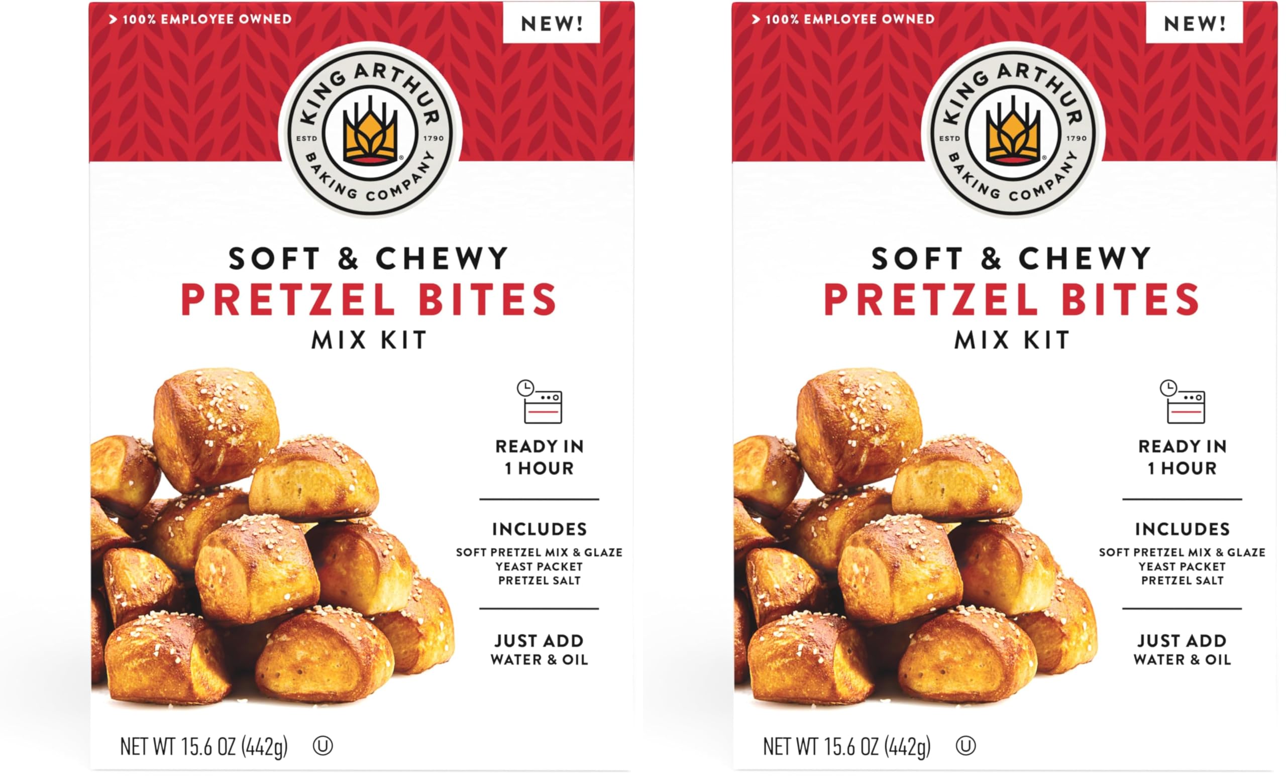 Baking Company Soft & Chewy Pretzel Bites Mix Kit 15.6 oz., Baking Mix - Ready in 1 hour (Pack of 2)