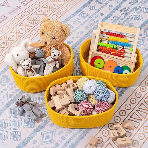 Miniatura 2 de CubesLand Cestas de almacenamiento tejidas con cuerda, canasta organizadora pequeña para el cuarto de bebé, contenedores rectangulares de