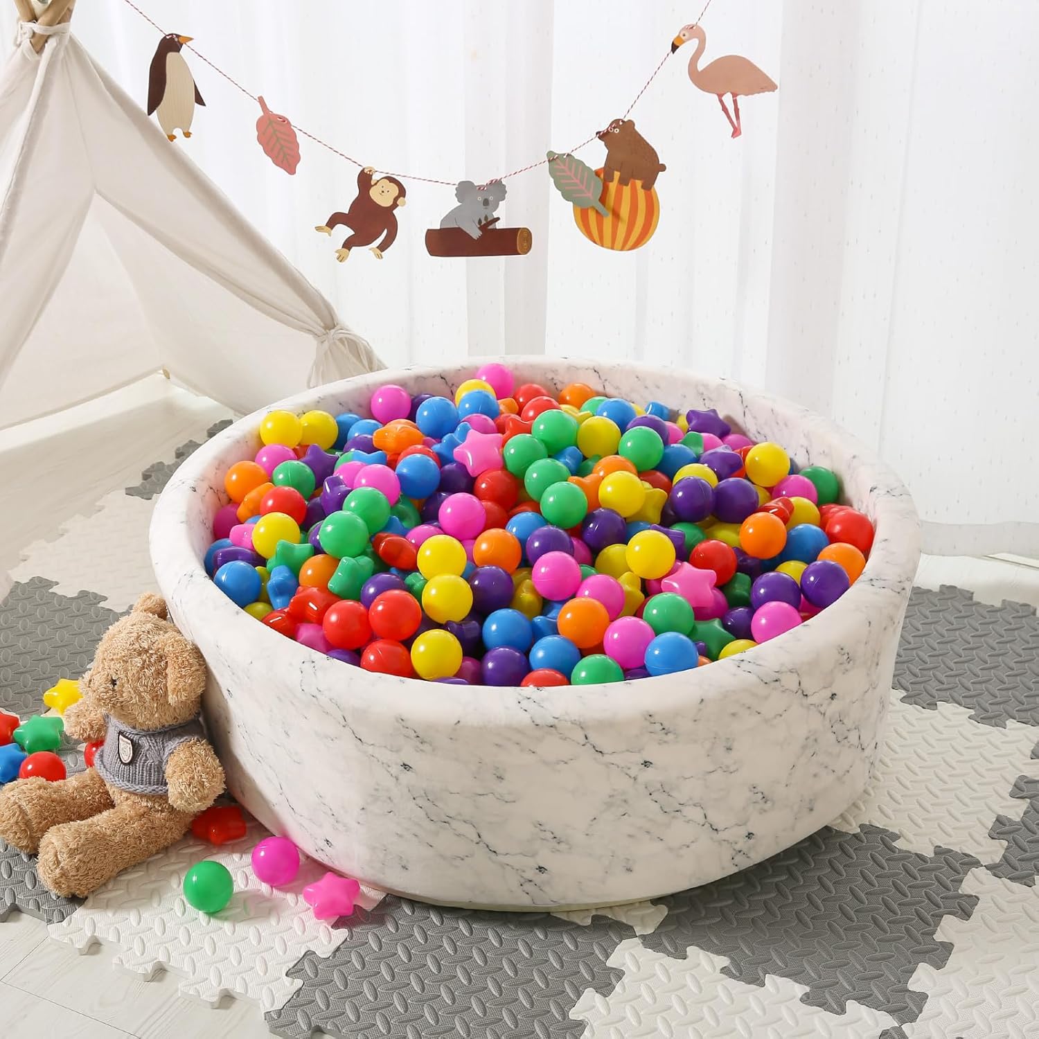 STARBOLO Ball Pit Balls - 200 Bulk Mixed Rainbow Stars Crush Proof Plastic Children's Toy Balls Star Ocean Balls for Birthday Party Christmas Water Toy Indoor Outdoor