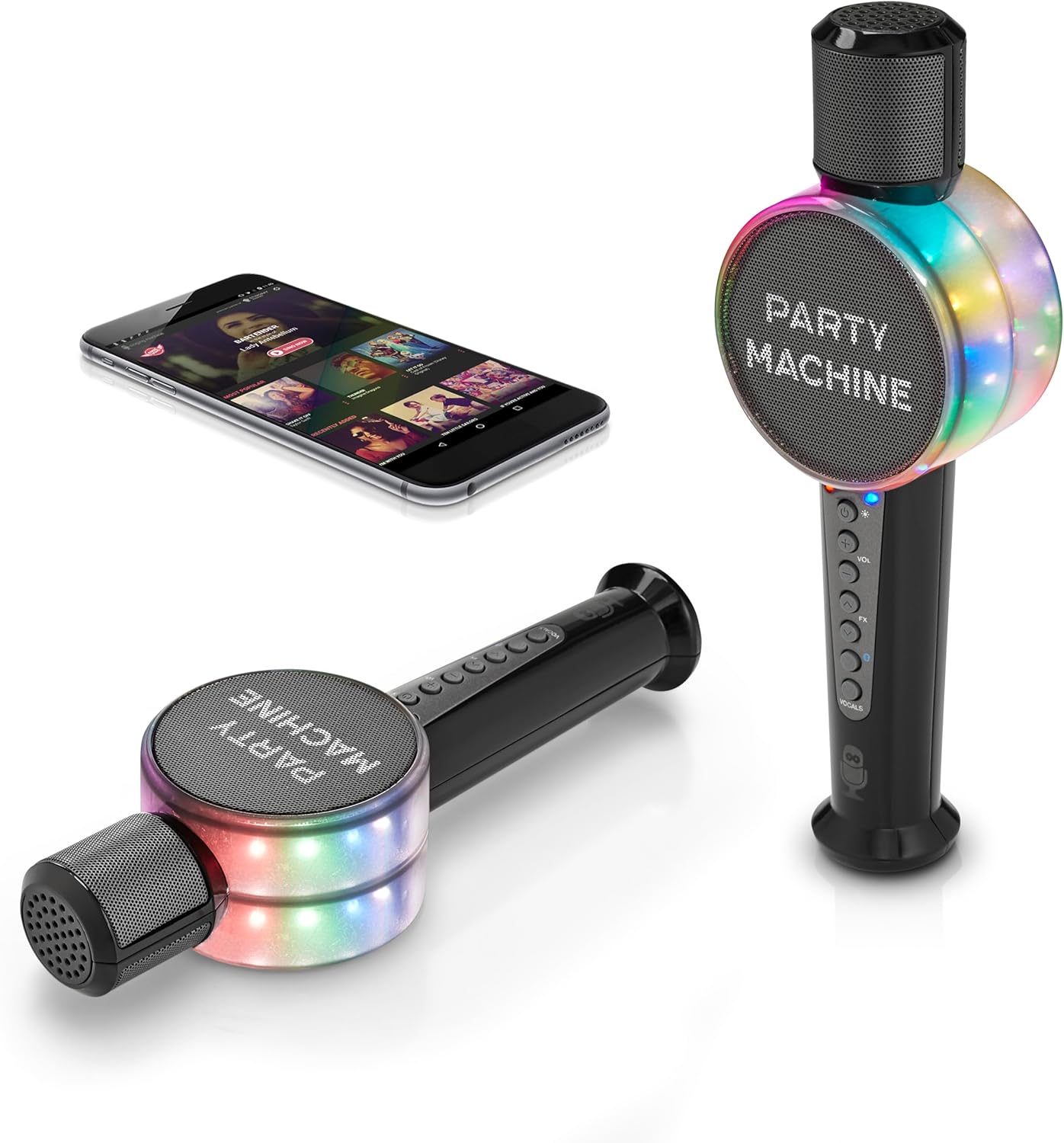 Singing Machine SMM548C Party Machine Duet Microphones with Bluetooth, Voice Changers, LED Lights