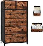 Somdot 6 Dressers Dressing pour Chambre,Tall Chest of Dressers,5 Organisateur de rangement Tier avec plateau en bois, cadre en métal pour le salon, Hallway, penderie, entrée, noir