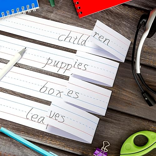 Miniatura 5 de Chell Tiras blancas de cartulina de 3 x 24 pulgadas, papel de escritura con rayas gruesas para suministros para profesores, aula y hogar, paquete de