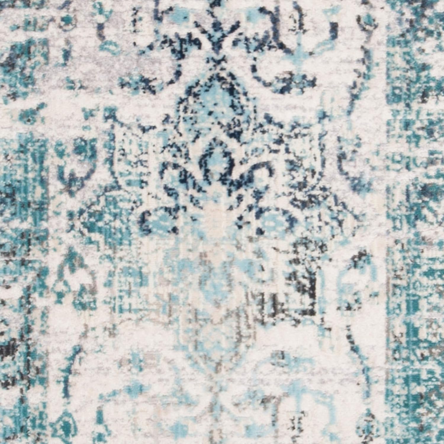 SAFAVIEH Aria Collection Runner Rug - 2' x 8', Cream & Grey, Oriental Medallion Distressed Design, Non-Shedding & Easy Care, Ideal for High Traffic Areas in Living Room, Bedroom (ARA739A)