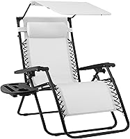 Vista 47 de Best Choice Products Silla reclinable plegable de gravedad cero para exteriores con toldo ajustable, reposacabezas, bandeja lateral para accesorios