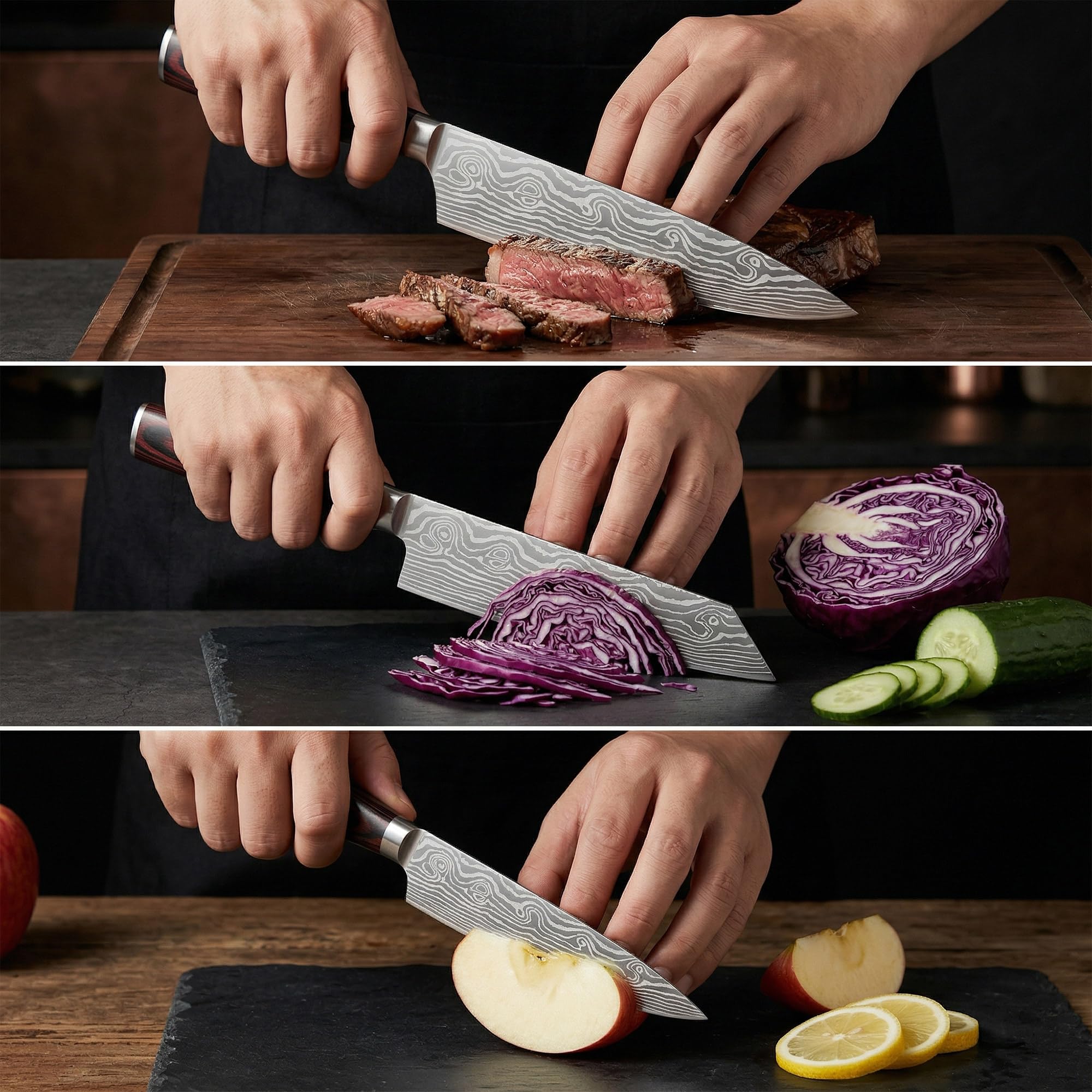 Japanese Knife Set, 3 Piece Kitchen Knives with Sheaths — Amazon image 6