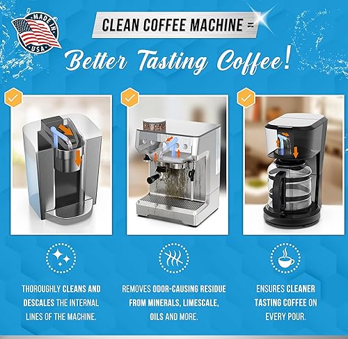 Miniatura 4 de ACTIVE Tabletas limpiadoras descalcificadoras y descalcificadoras para máquina de café, incluye limpiador de cafetera de 32 onzas y 24 tabletas de