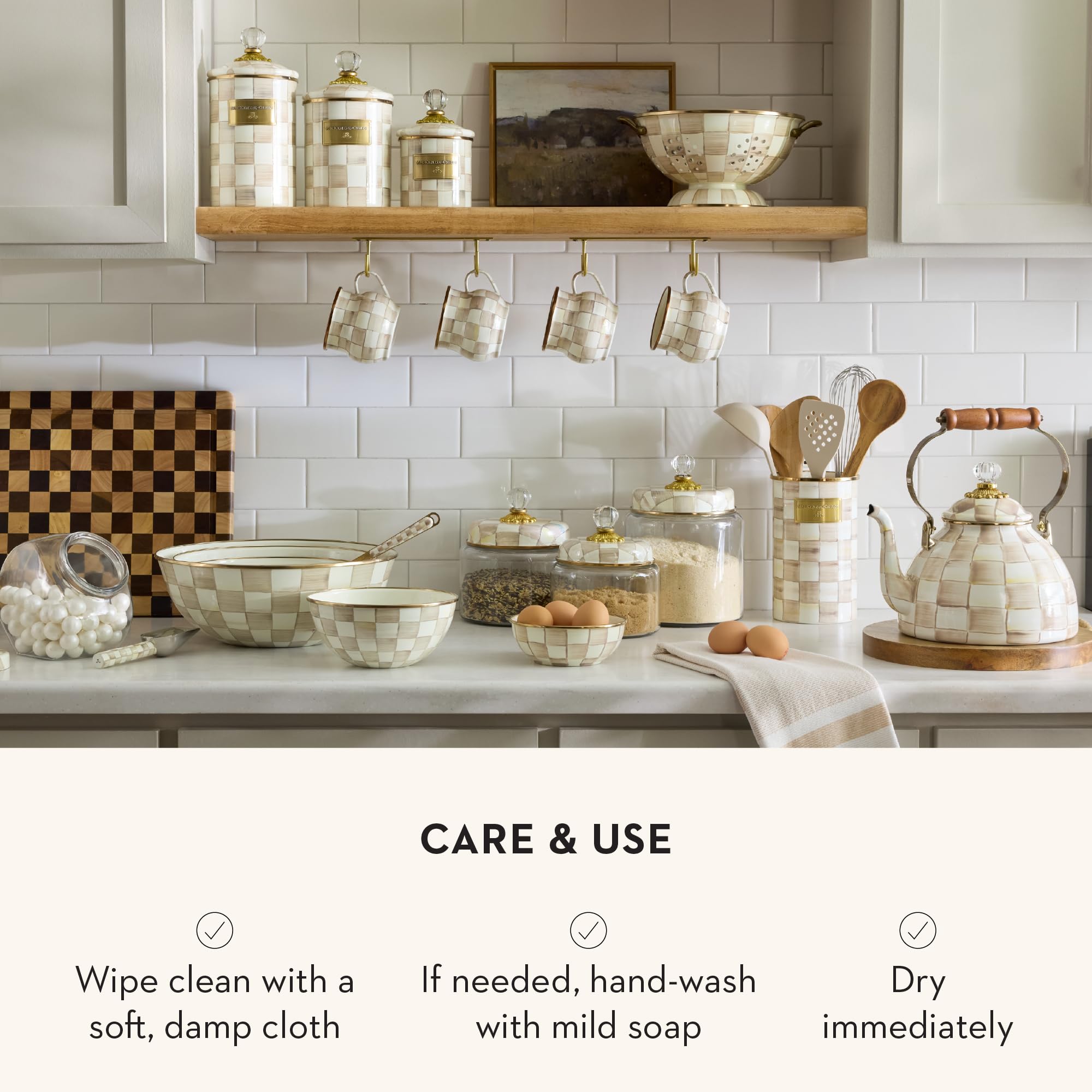 MACKENZIE-CHILDS Mocha Check Utensil Holder : Amazon.sg: Home