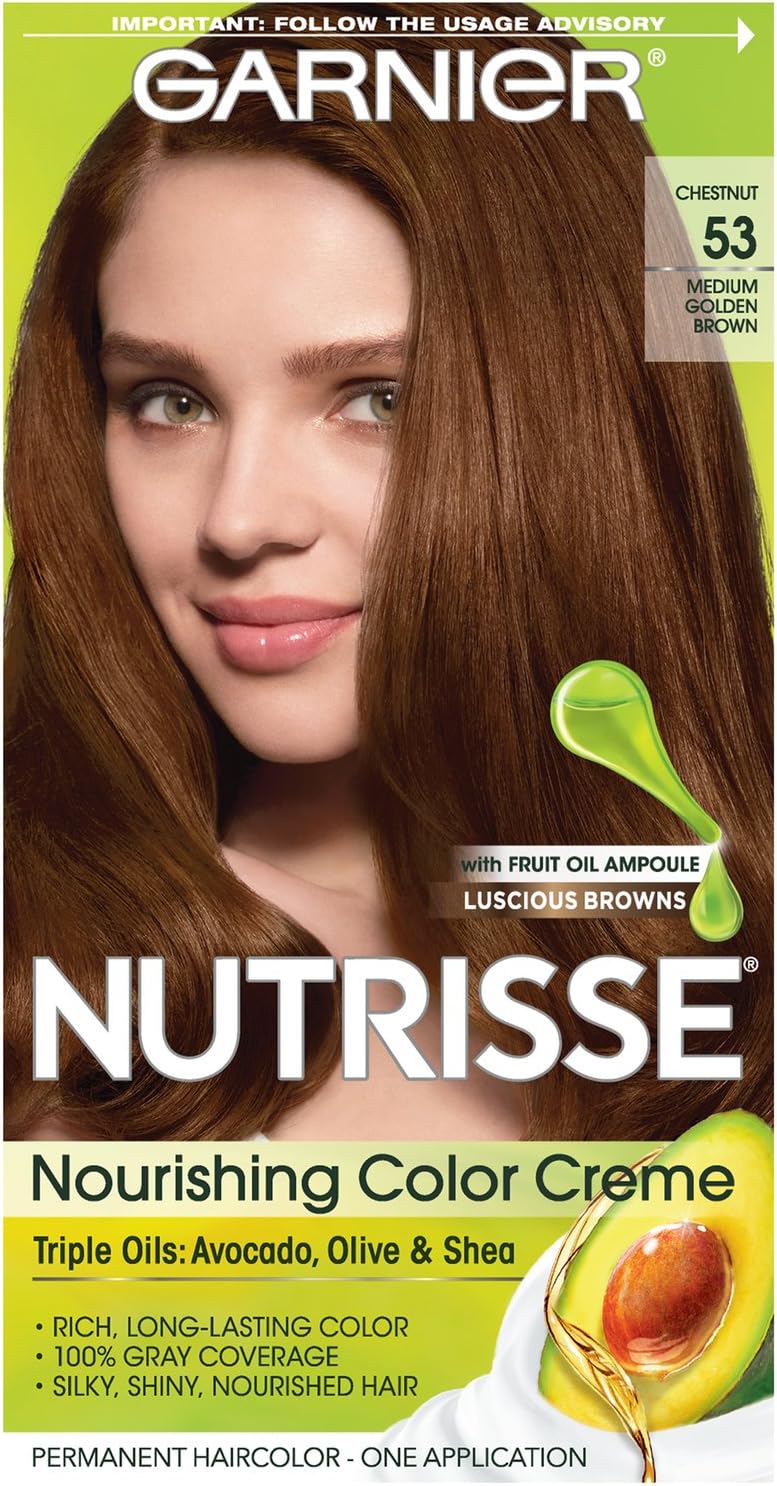 Nutrisse Nourishing Hair Color Creme, 53 Medium Golden Brown, Chestnut, Packaging May Vary