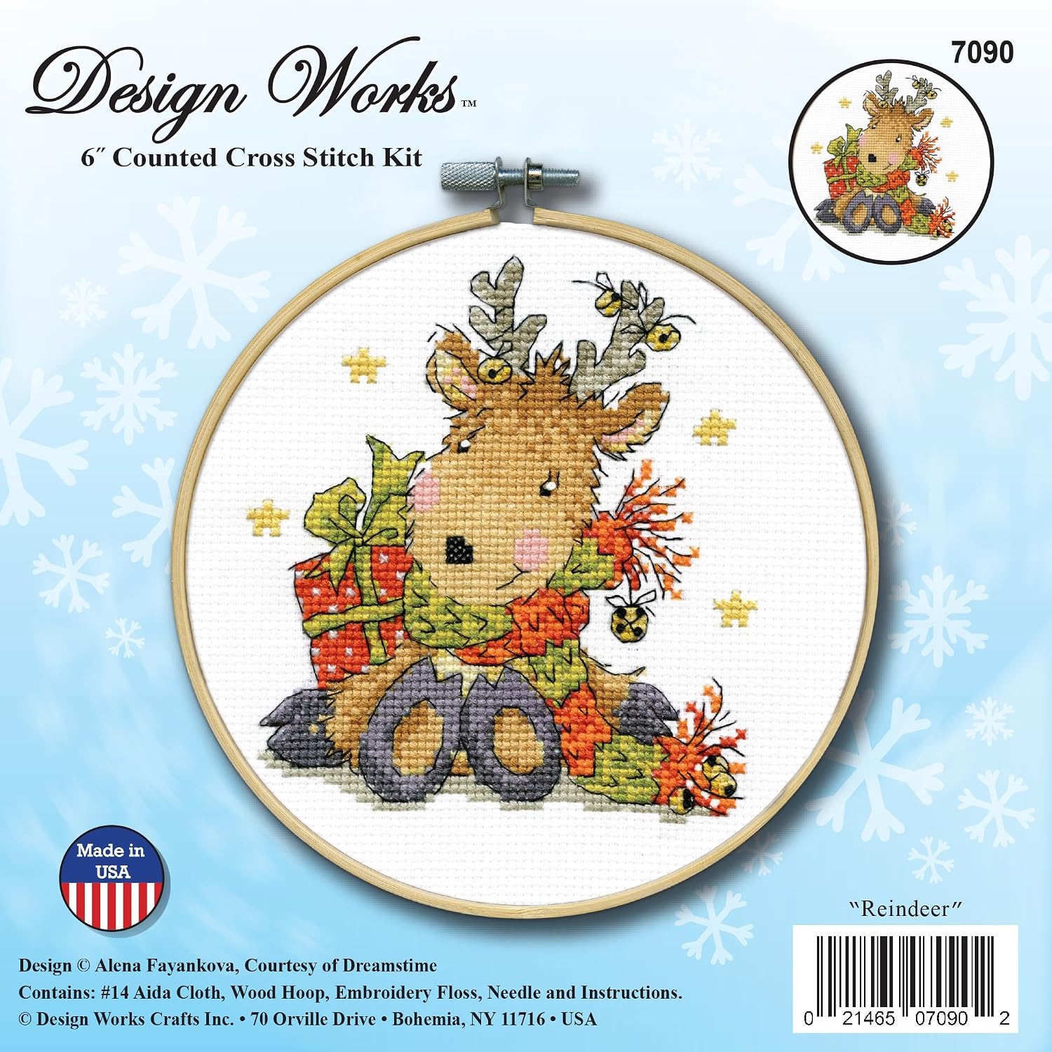 Design Works Crafts Reindeer Counted Cross Stitch Kit with Hoop