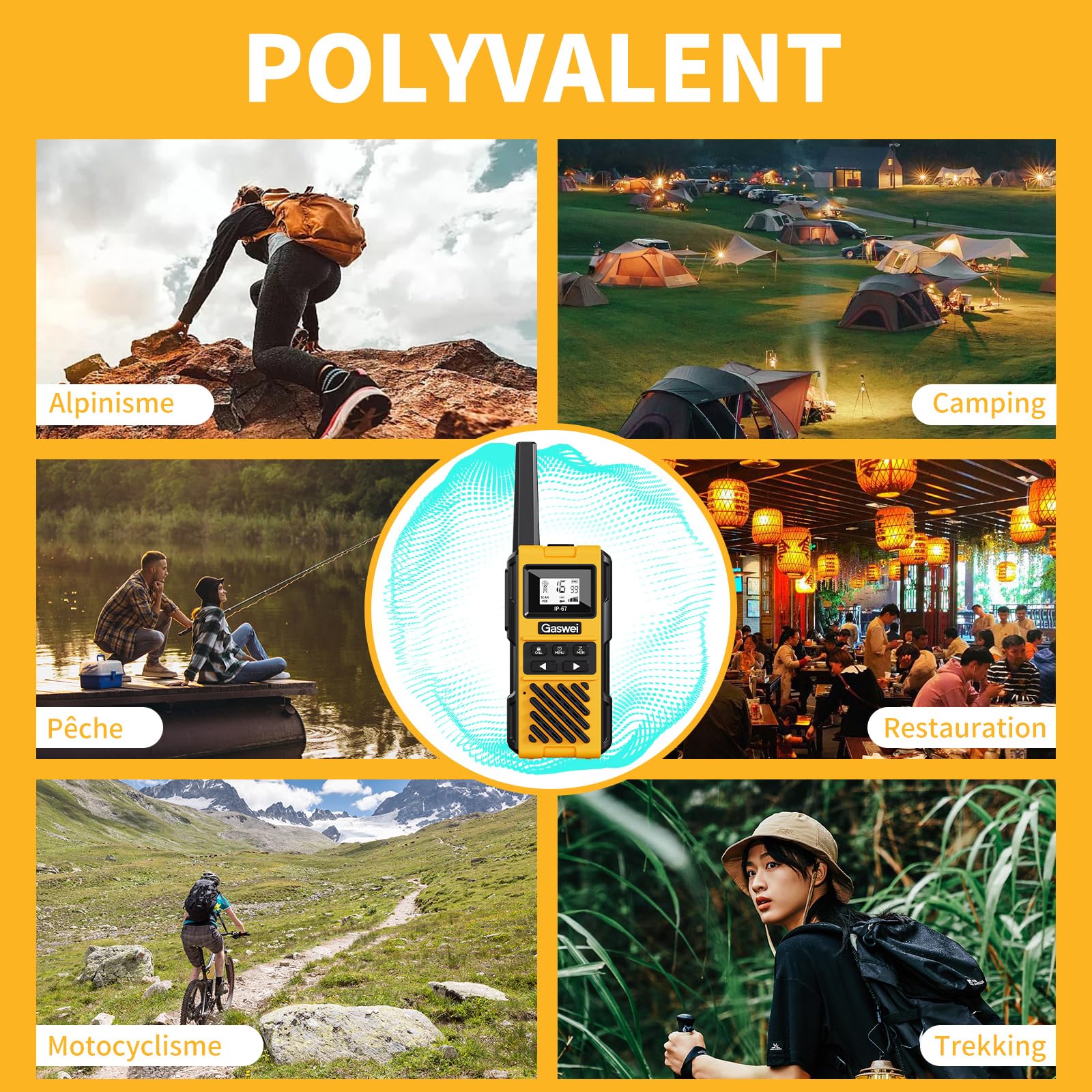G1pro Talkie-walkie Longue portée et 16 canaux | USB-C avec Batterie Li-ION | Écouteurs et Fonction Mains Libres Inclus | Idéaux pour Les activités en Plein air, Le Camping et Les événements.