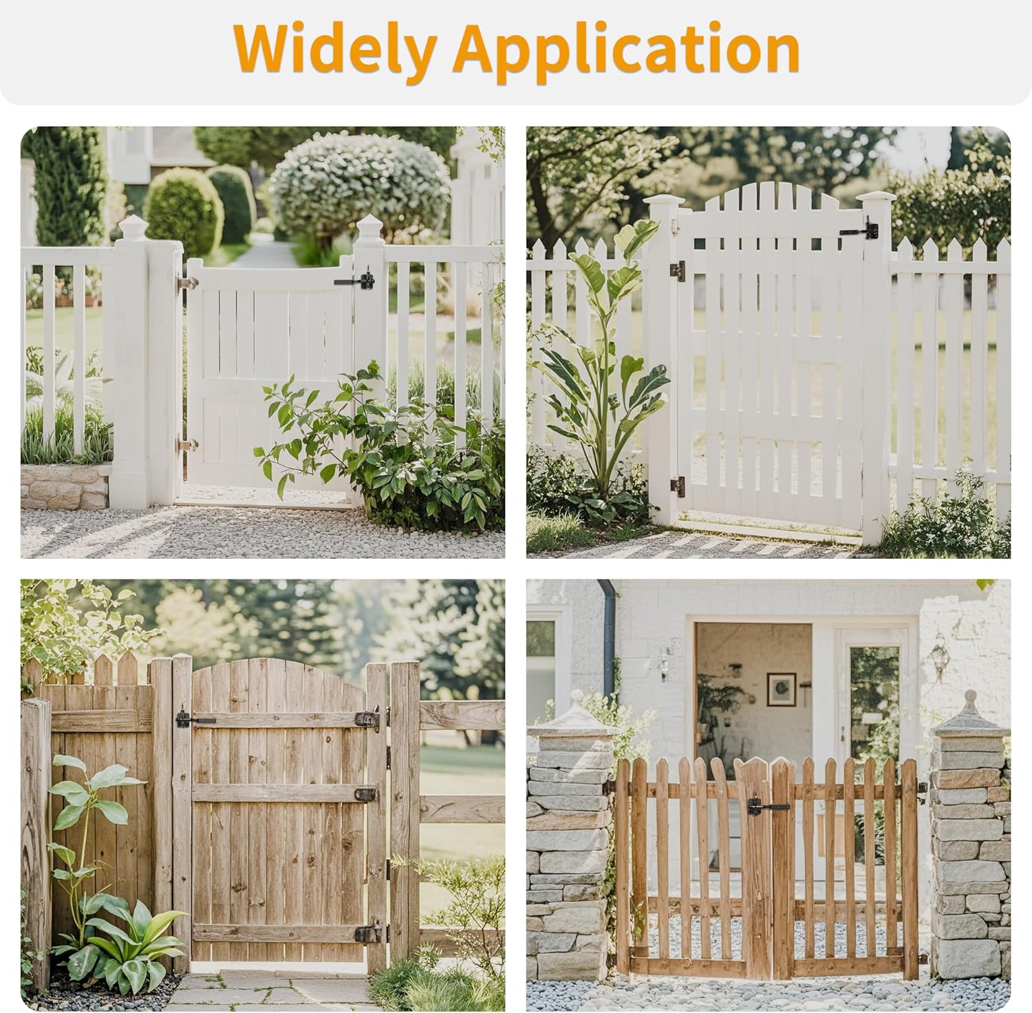 4 Pack, Heavy-Duty Self-Locking Gate Latch for Wood Fence Gate - Automatic Gravity Lever, 4.6in, Durable Steel Sincere, in Sleek,Automatic Gate Latch in Black