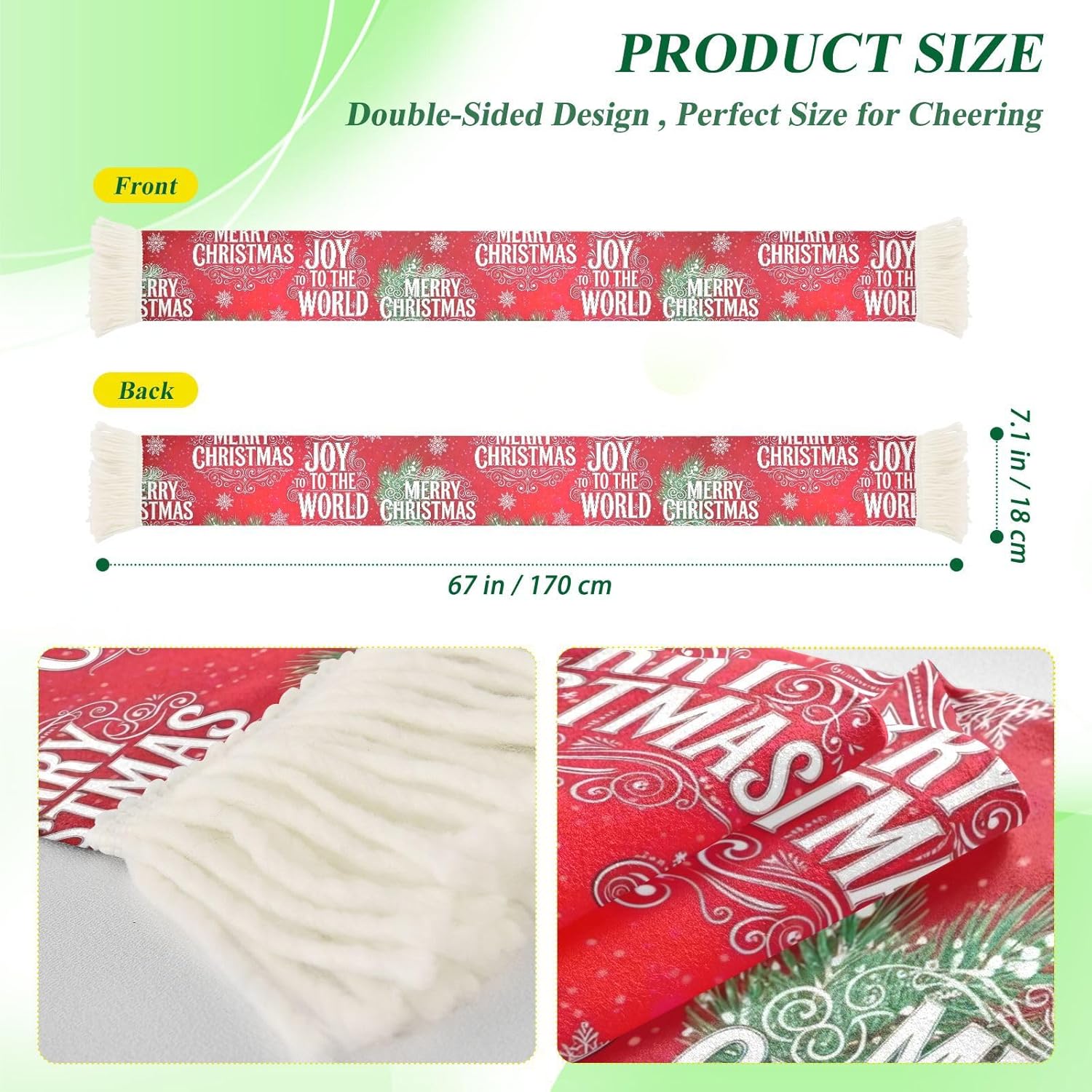 CHIFIGNO Christmas Red Sports Fan Scarf, Soft Polyester Soccer Scarf, Quick Dry Supporter Towel, Match Day Accessories